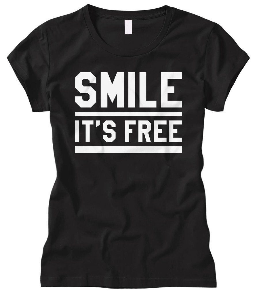 Cybertela Women's Smile It's Free Fitted T-Shirt - Soft Cotton Casual Tee for Everyday Wear, Gym, and Outfits