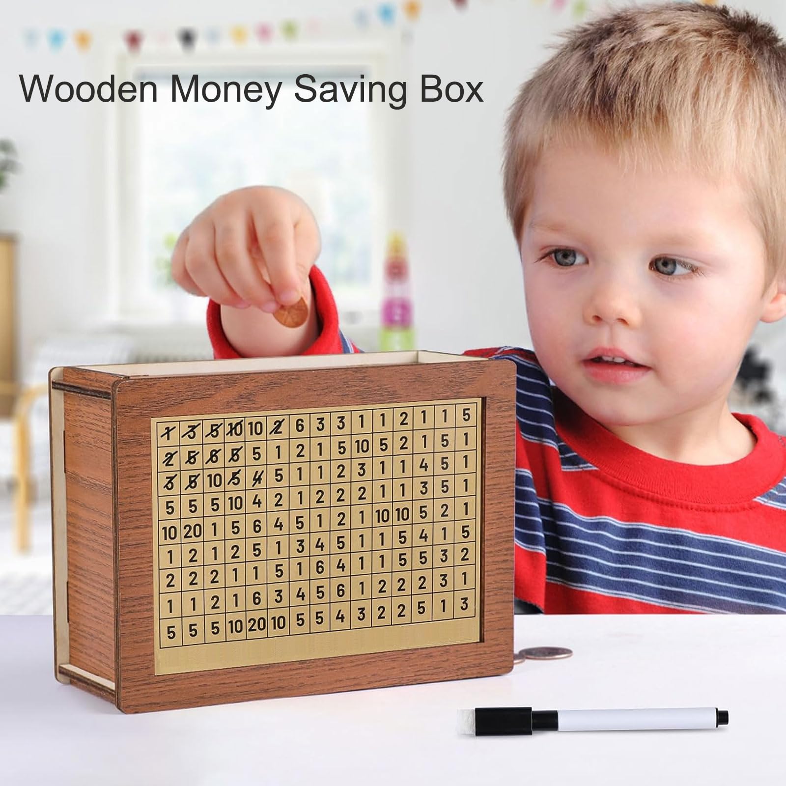 Wooden Cash Vault Savings Box with Digital Counter - Money Saving Bank for Adults & Kids (10,000 Capacity) - Perfect for Budgeting, Piggy Bank Alternative, and Financial Goal Tracking