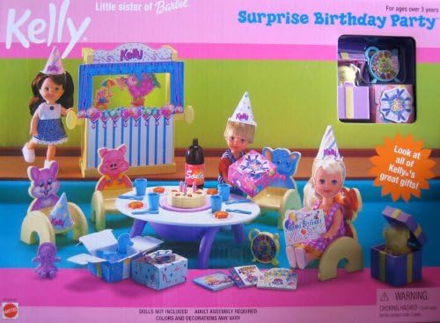 Barbie Kelly Surprise Birthday Party Playset (1999) - Vintage Doll Toy for Girls, Perfect for Birthday Celebrations & Collectors - Great Gift for Kids Ages 3+ | Playroom Fun, Party Decorations & Nostalgic Playtime