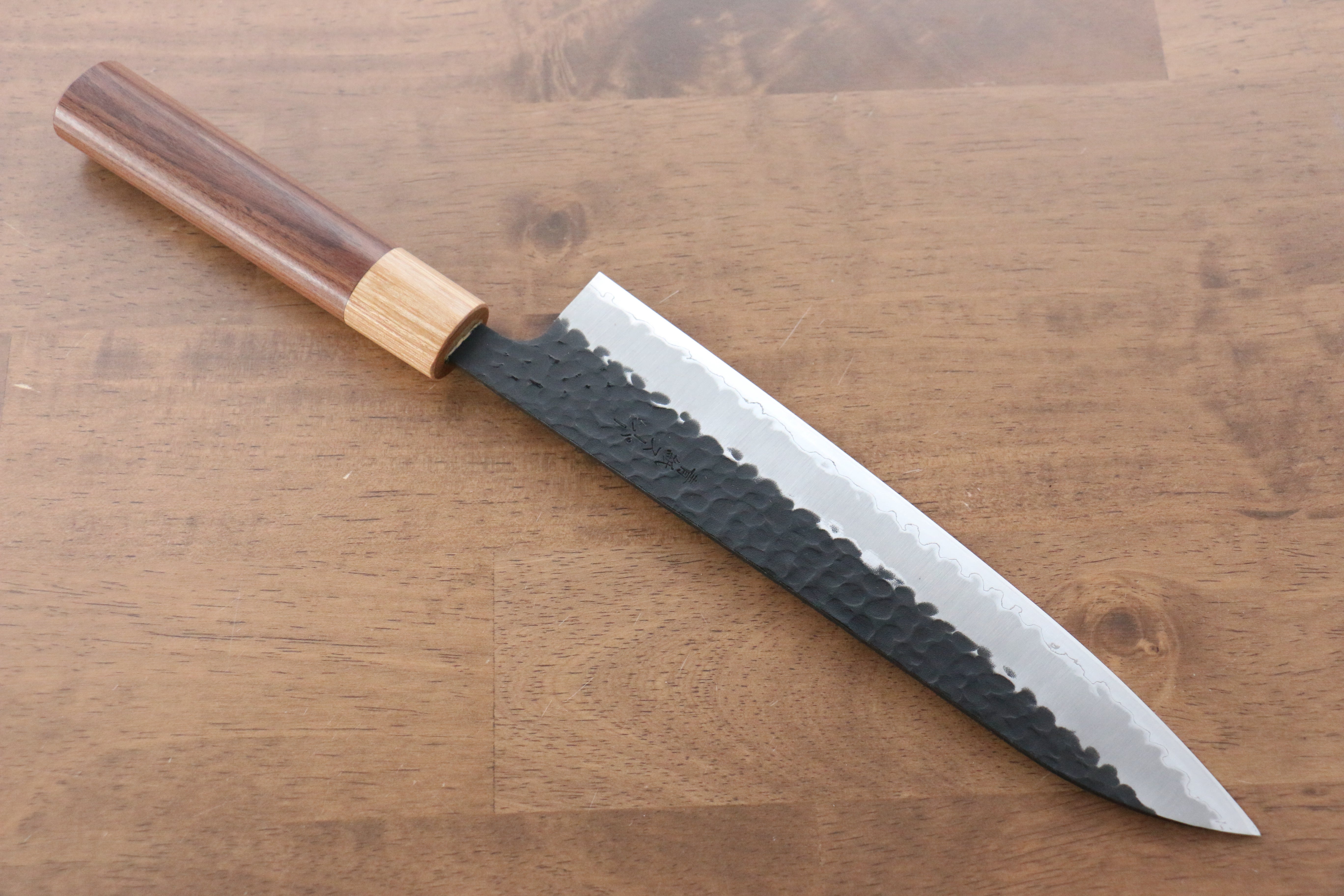 Seisuke Kokubyaku Blue Super Hammered Kurouchi Gyuto 210mm Japanese Chef Knife with Morado Wood Handle - Perfect for Slicing, Dicing, and Precision Cooking in Professional Kitchens & Home Use