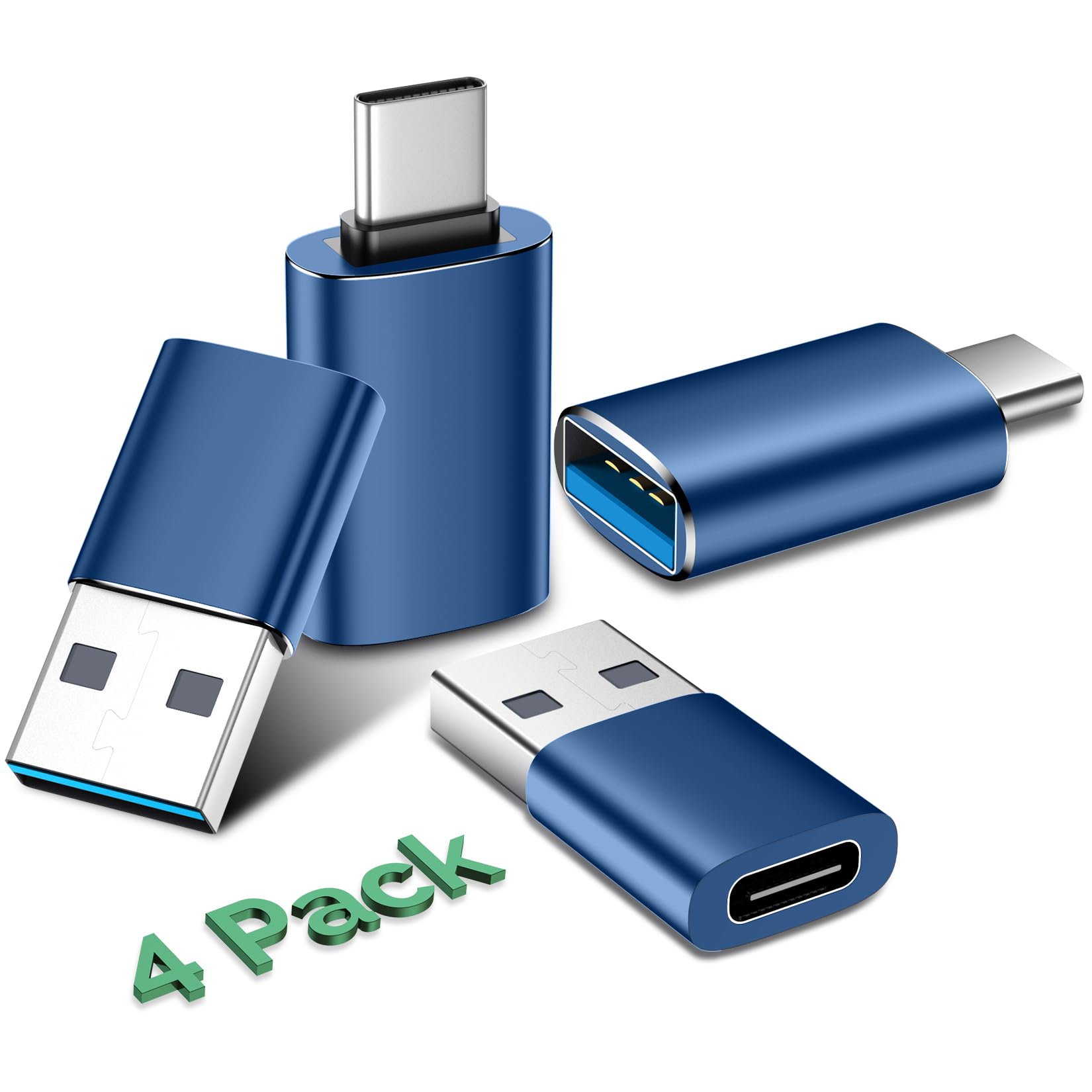 USB C to USB 3.0 Adapter, USB Male to USB C Female OTG Converter Compatible with iPhone 16/15/14/13 Pro Max, Samsung Galaxy S24 Ultra, Apple Watch, AirPods - Fast Data Transfer & Charging - Perfect for Travel, Office & Home Use (Blue)