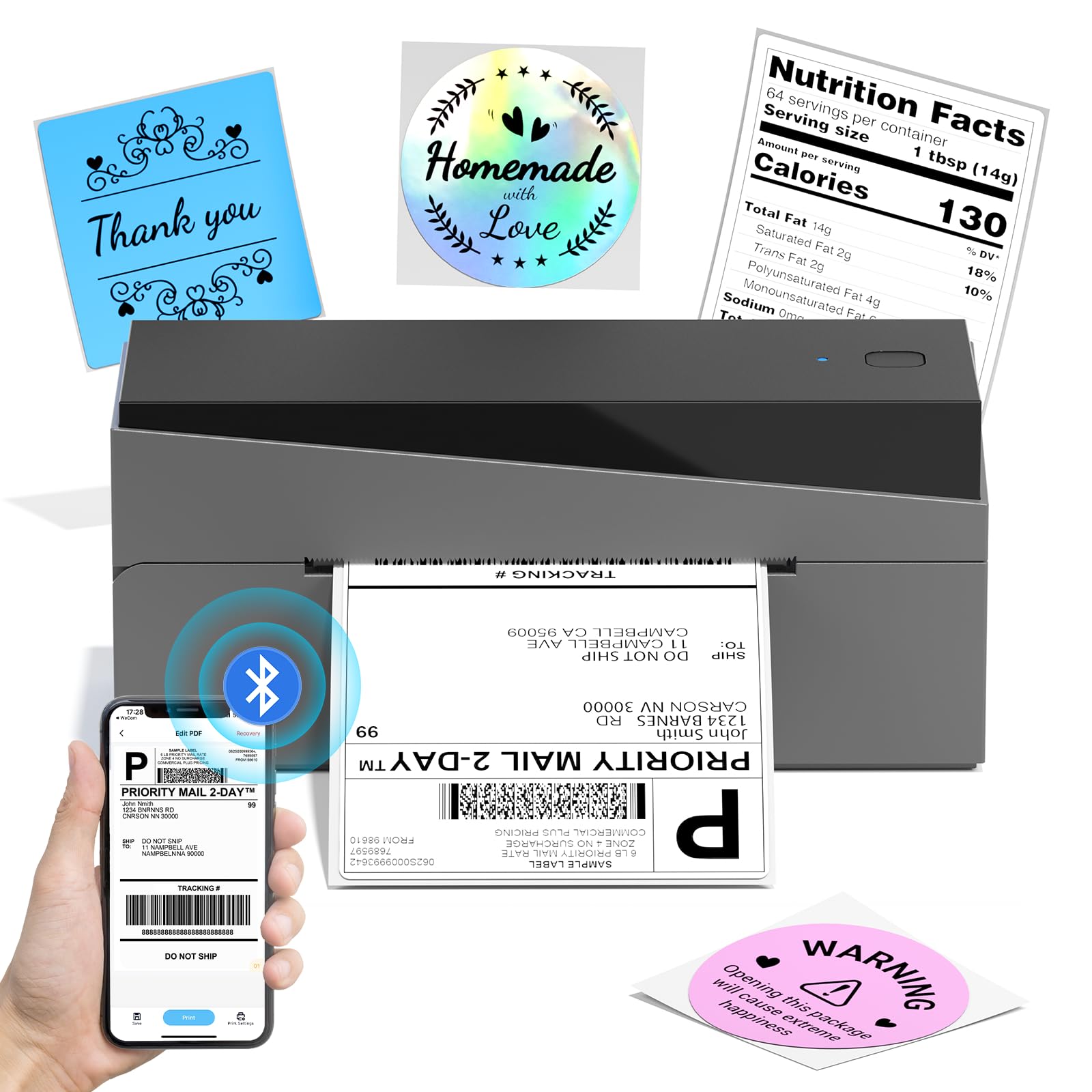 249BT Bluetooth Thermal Label Printer 4x6 - Shipping & Postage Label Printer for Small Business | Compatible with Amazon, eBay, Shopify, Royal Mail, DHL, FedEx | Perfect for E-commerce Shipping, Warehouse & Logistics Labeling