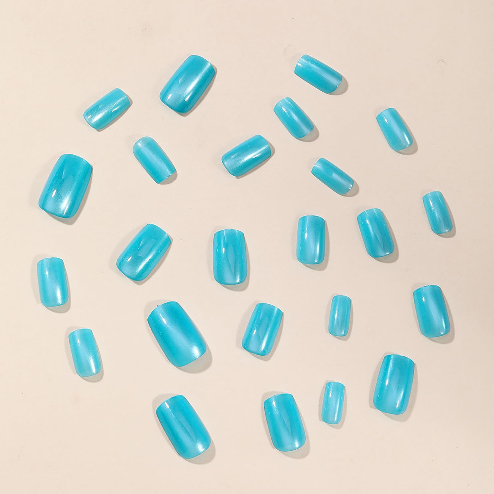 24Pcs Press on Nails Square Medium Fake Nails - Gradient Glitter Acrylic Full Cover Stick on Nails for Women | Shiny Jelly False Nails for Parties, Weddings, Date Nights & Daily Wear