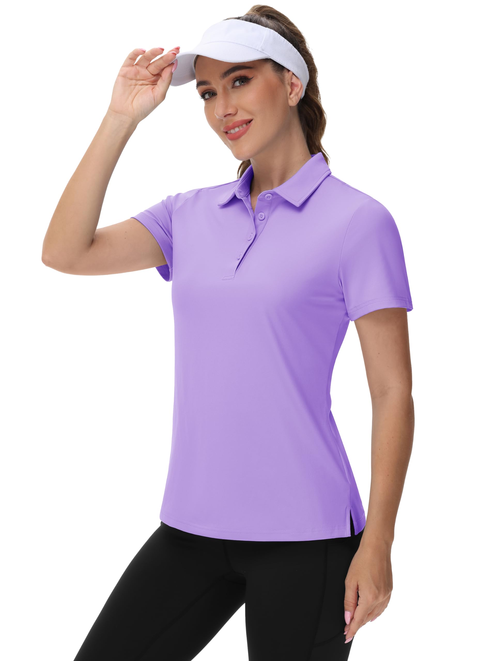 TACVASEN Women's Quick Dry UPF 50+ Sun Protection Golf Polo Shirt - Short Sleeve Moisture Wicking Collared Top for Golf, Tennis & Outdoor Activities