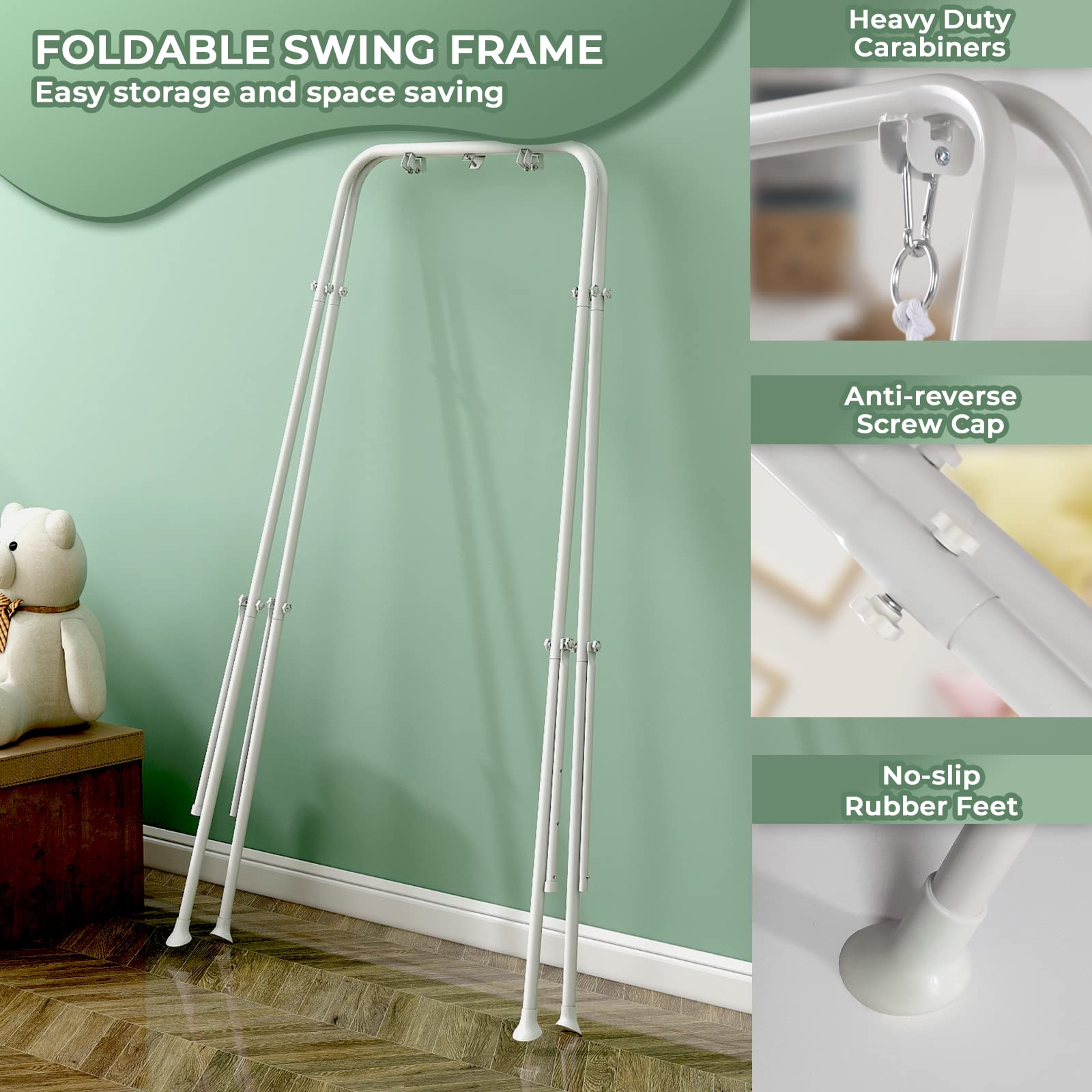 **Baby Swing with Stand - Indoor & Outdoor Toddler Swing Set with Soft Canvas Cushion Seat - Perfect for Playtime, Backyard, Nursery, and Park Adventures**
