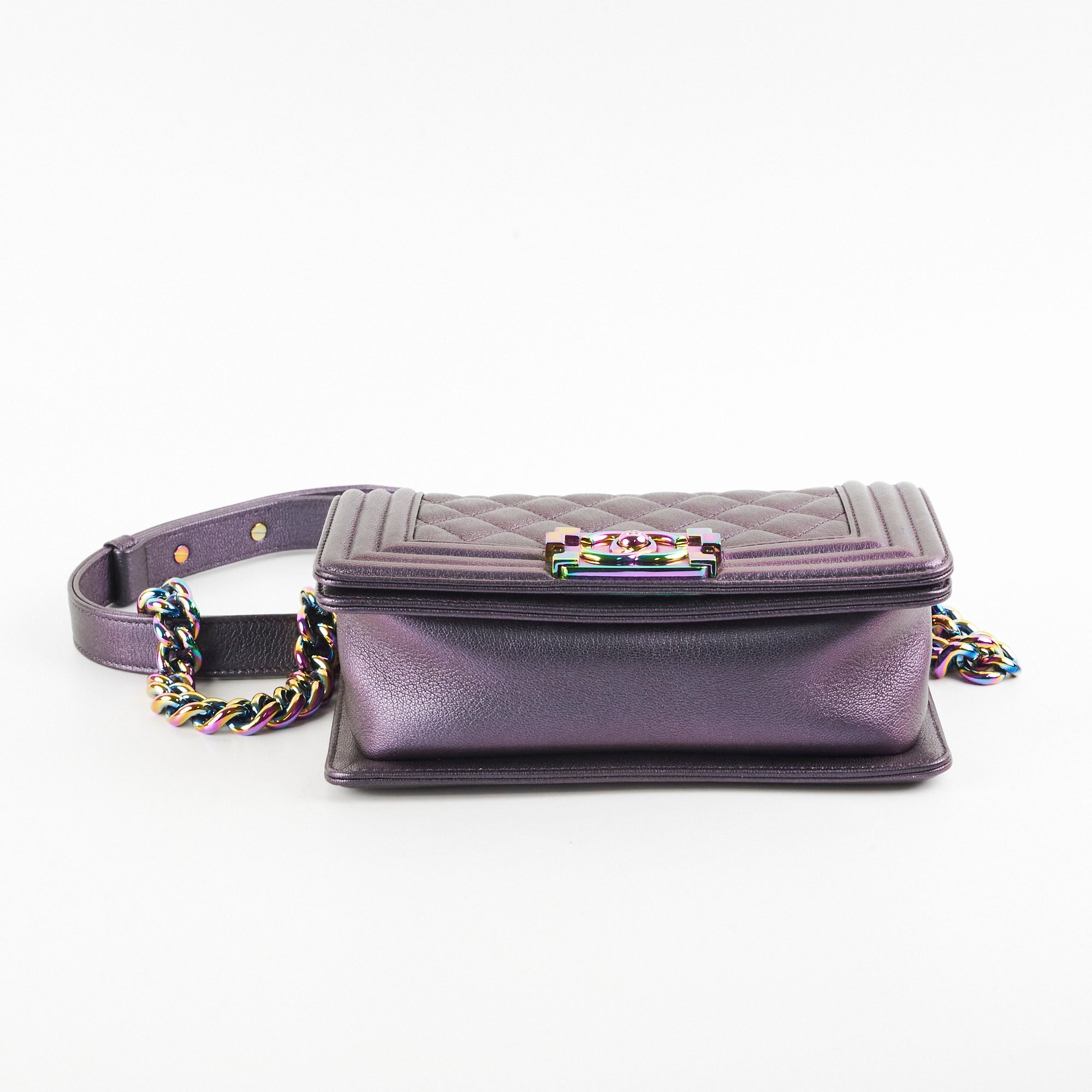 Chanel Small Boy Bag Mermaid Iridescent Purple Leather Crossbody Bag for Women - Perfect for Evening Parties, Date Nights & Luxury Fashion Accessories