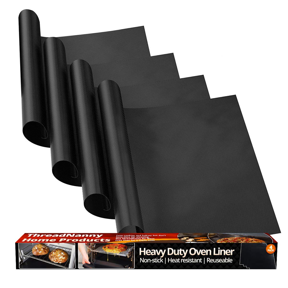 Non-Stick Oven Liners for Electric & Gas Stoves - Heavy Duty Reusable Teflon Range Mat (17