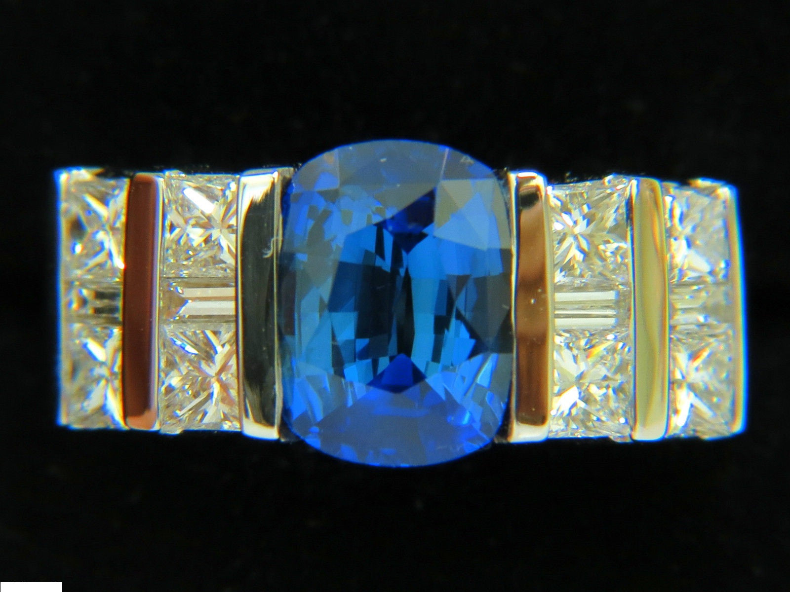 5.87CT GIA Certified Natural Bright Blue Sapphire & Diamond Engagement Ring for Women - Perfect for Weddings, Anniversaries & Special Occasions
