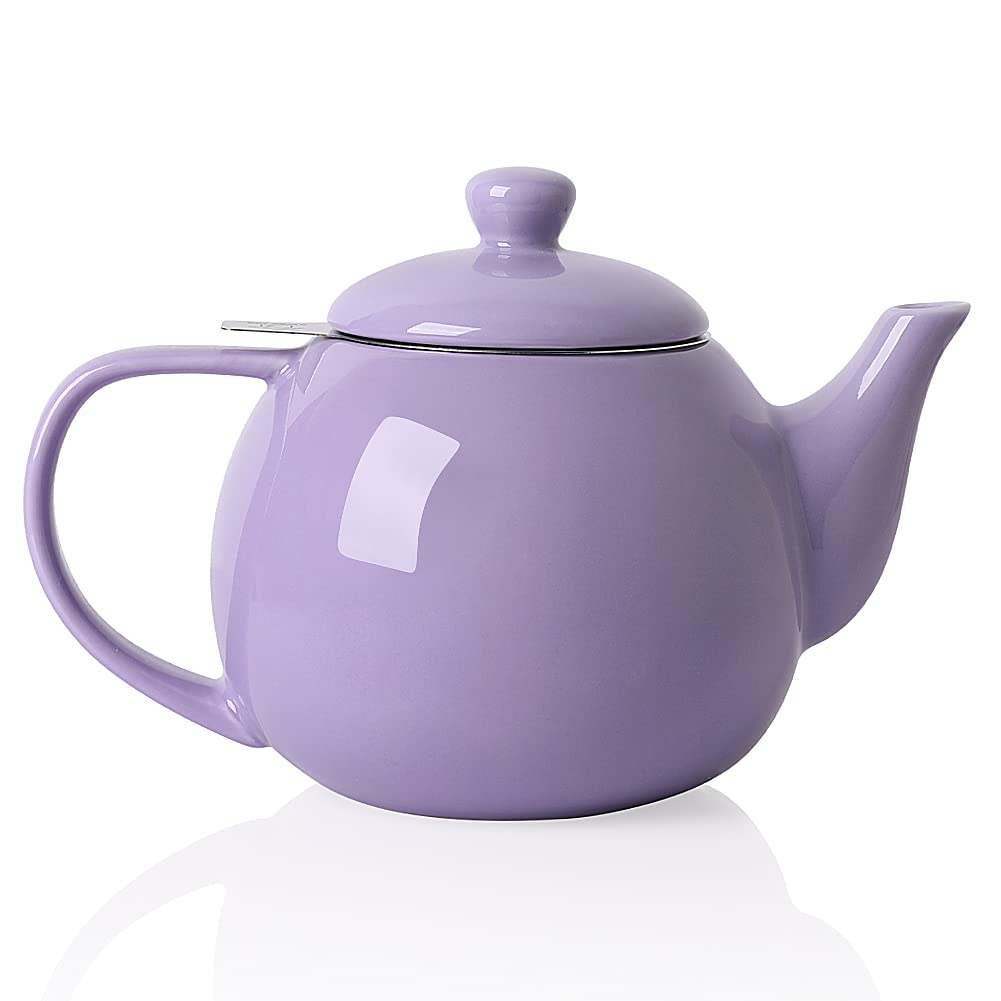 Premium Sweejar Porcelain Teapot with Removable Infuser & Lid - 30oz Elegant Tea & Coffee Maker with Built-in Filter - Perfect for Home, Office, Gifts & Tea Ceremonies (Vibrant Purple) - Ideal for Afternoon Tea, Coffee Breaks & Thoughtful Housewarming Presents