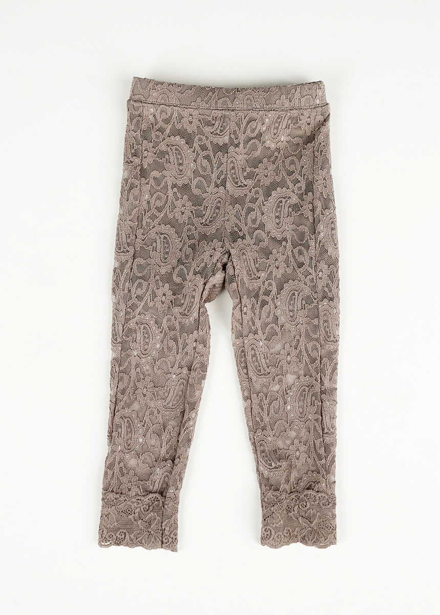 Elea Lace Leggings in Taupe - Women's Fashion Yoga Pants for Workout, Lounge & Everyday Wear