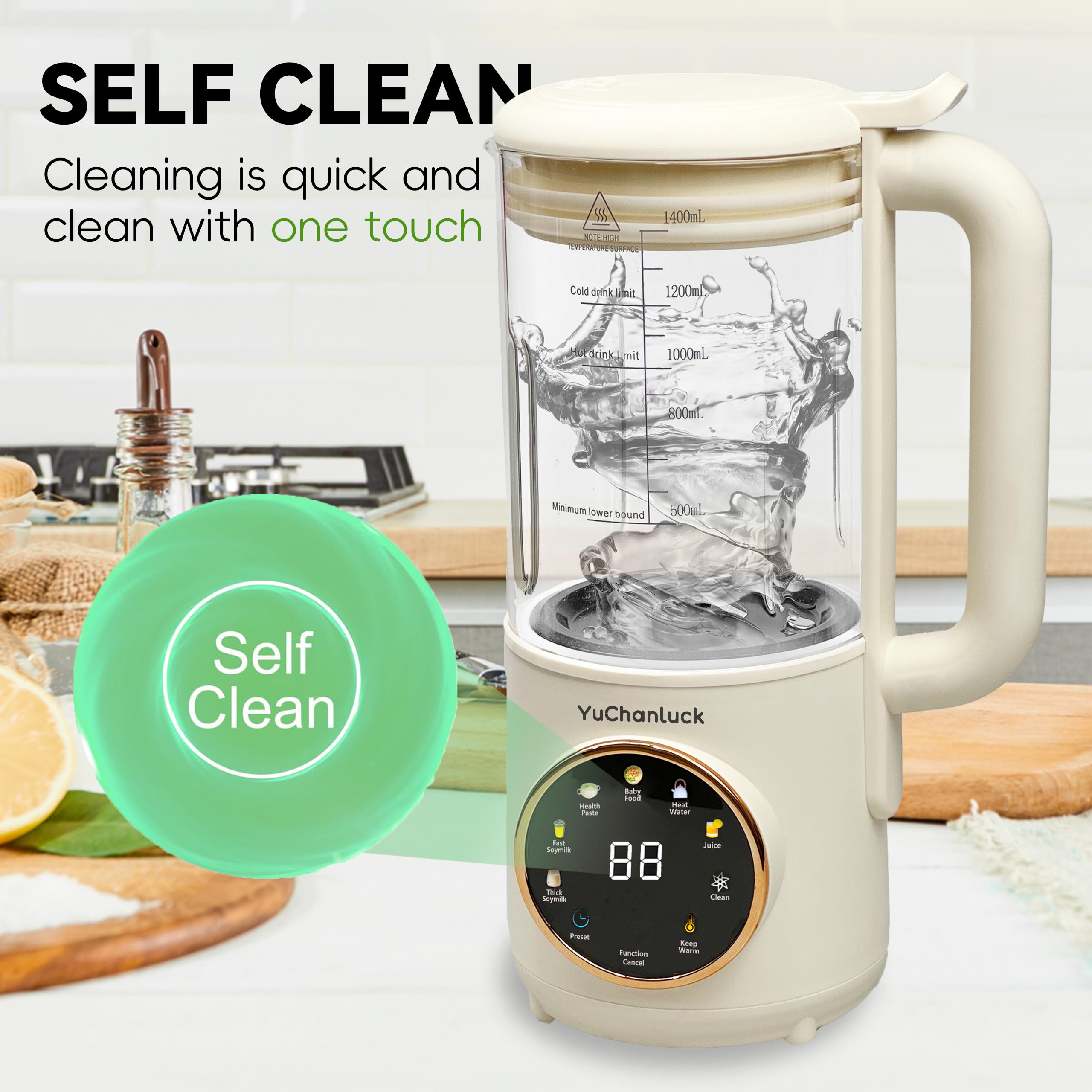 Electric Nut Milk Maker Machine 47oz - Homemade Almond, Soy, Oat & Coconut Milk Maker with Self-Cleaning, 24H Timer & Keep Warm - Perfect for Vegan, Dairy-Free Diets & Baby Food Preparation at Home