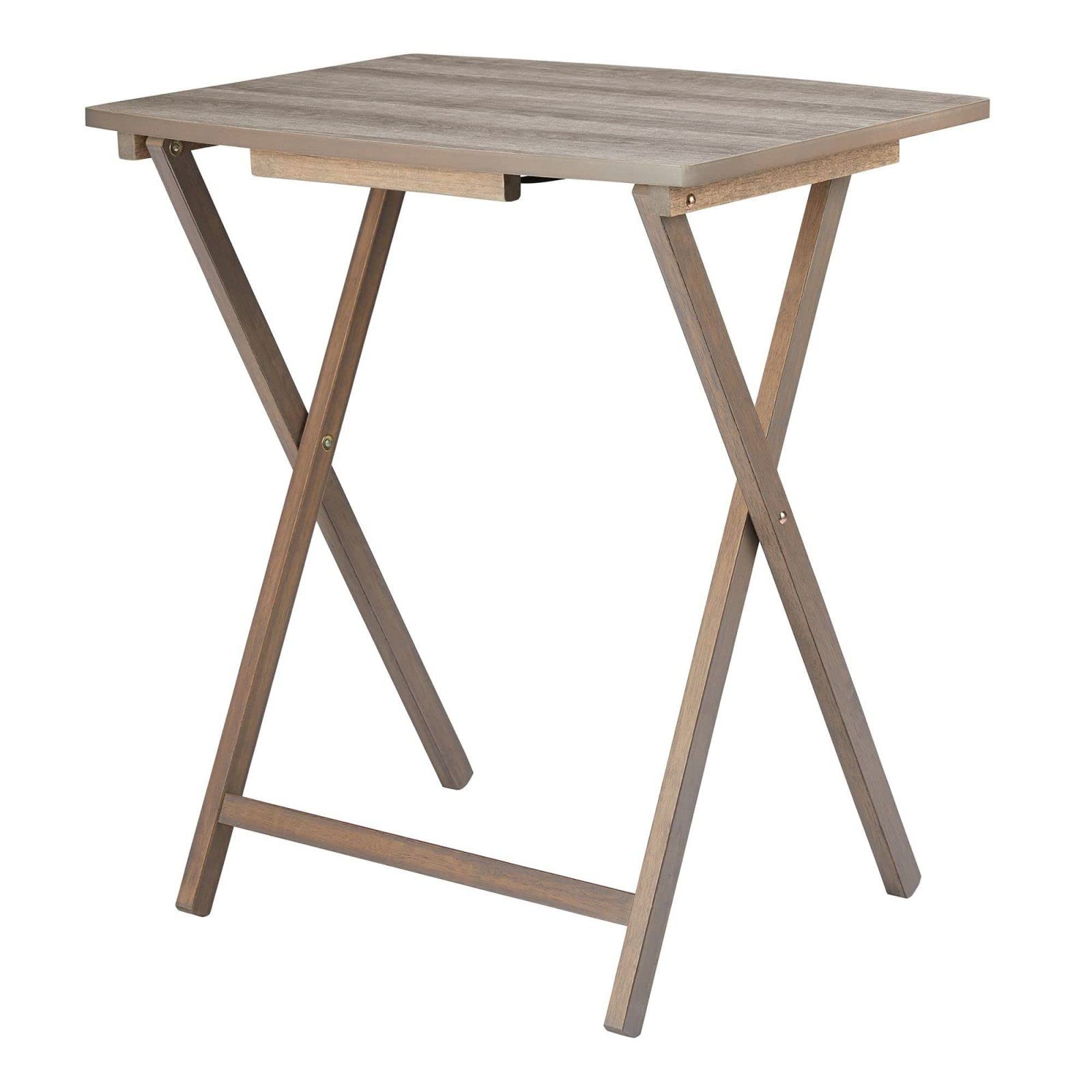 5-Piece Alex Solid Wood Walnut Foldable Snack Table Set - 25.75