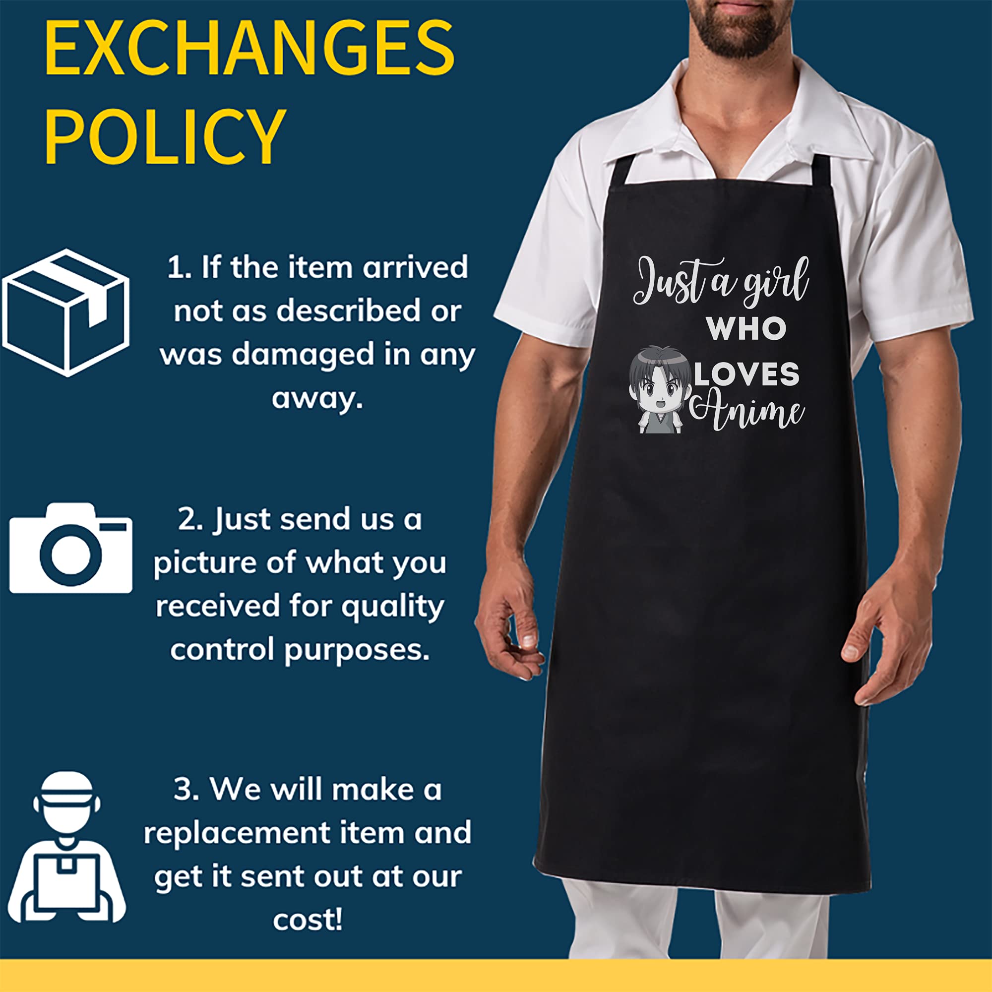 Anime Girl Cooking Apron - Cute Anime Teen Girl Design for Kitchen & Baking - Perfect for Cosplay, Cooking, Baking & Anime Fans