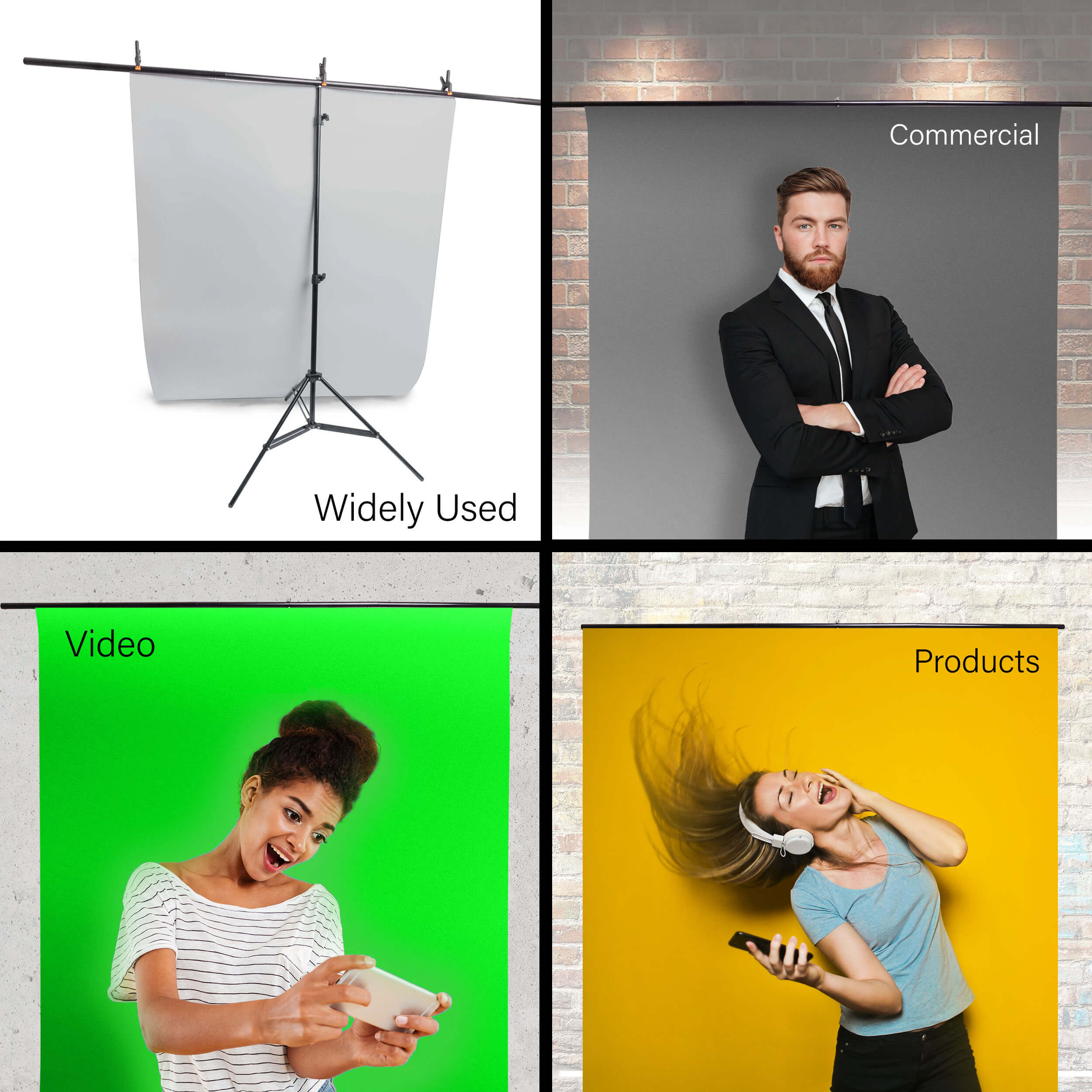 2x1.8m T Bar Backdrop Support Stand with 3x Clamps - Photography & Video Studio Background Stand for Events, YouTube Videos, and Live Streaming