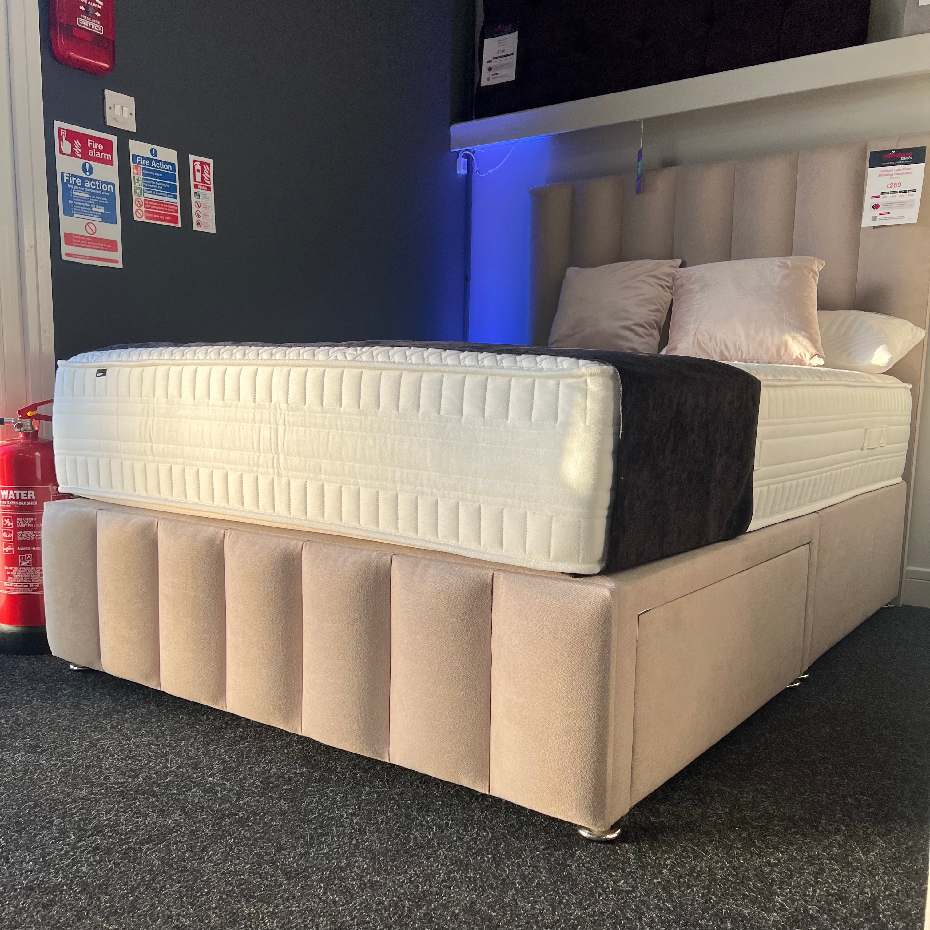 Divan Bed Base with Footboard (Vertical Panel) - Non-Storage, Sturdy & Durable Bed Frame for Bedroom - Perfect for Modern Homes, Guest Rooms & Apartments