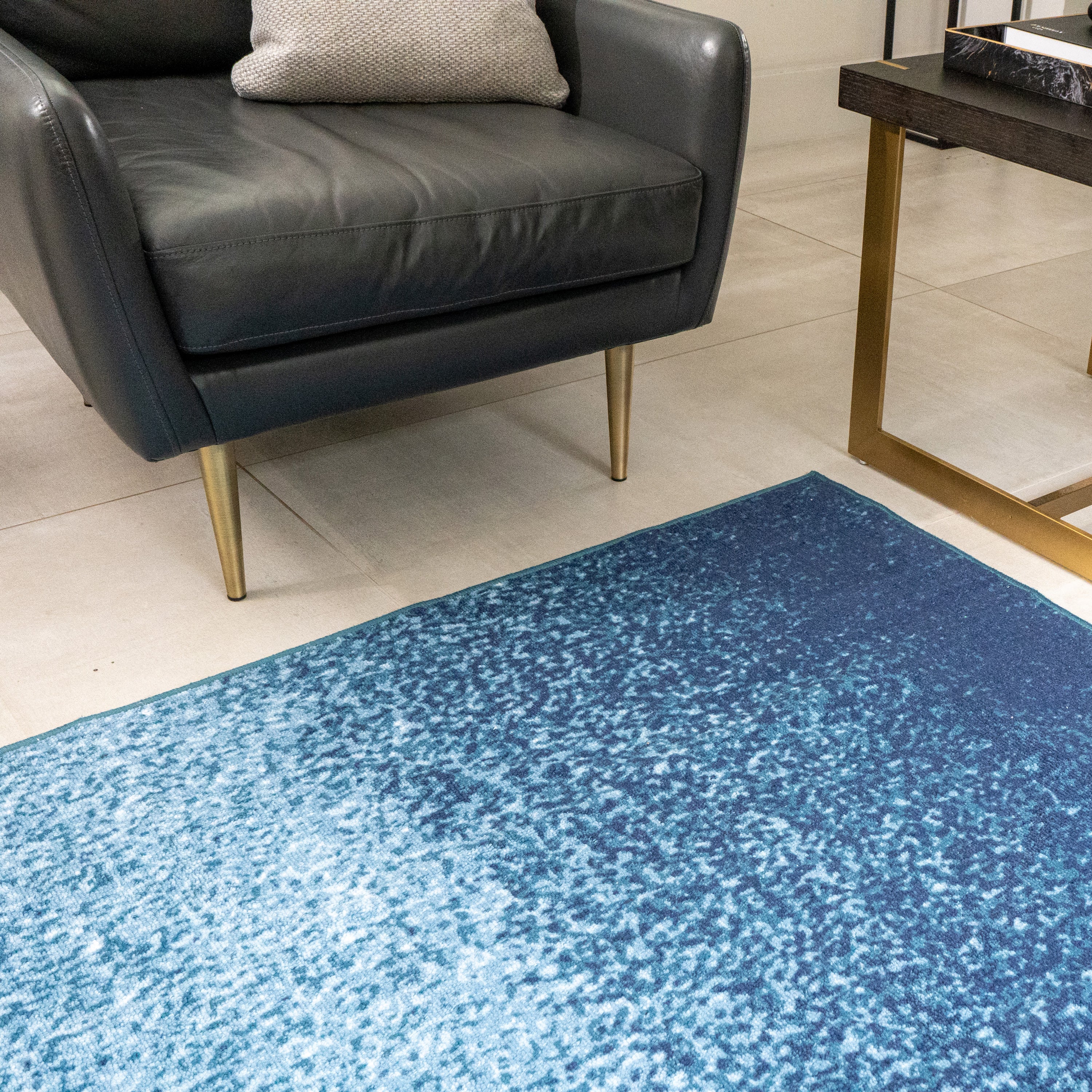 Fusion Lex Washable Rug - Blue | Non-Slip & Machine Washable Area Rug for Living Room, Bedroom, or Nursery | Soft & Durable Home Decor