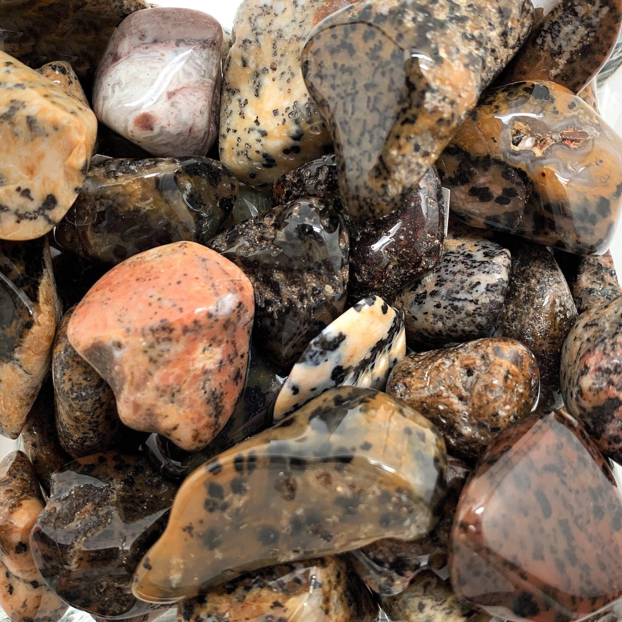 Natural Agate Cheetah Pattern Tumbled Stone - Healing Crystal for Stress Relief, Meditation & Pocket Worry Stone - Perfect for Anxiety Relief, Spiritual Healing & Positive Energy