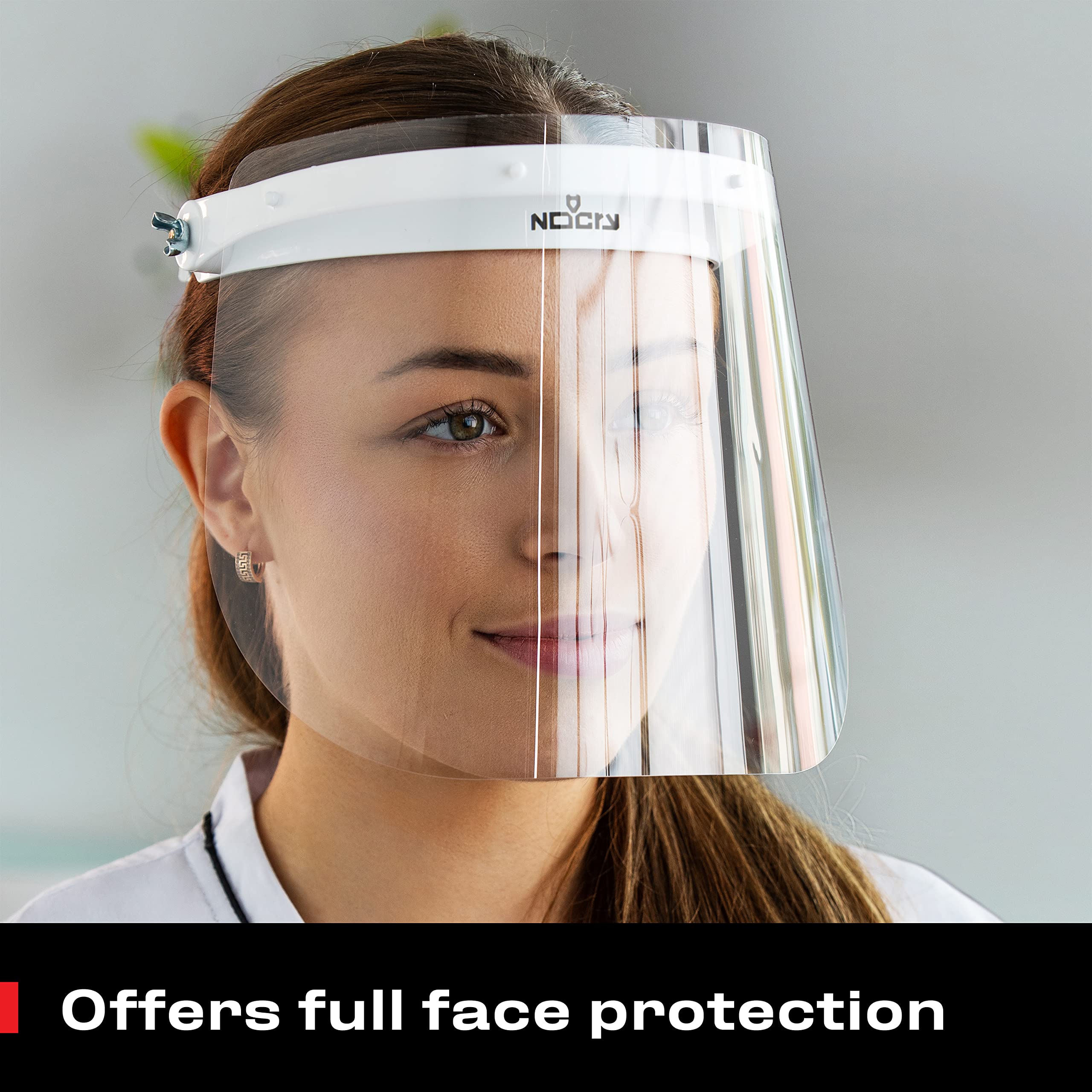 NoCry Flip Up Face Shield 6X3 Safety Goggles for Over Glasses - Anti Fog & Scratch Resistant Protective Coating - Clear Vented Panoramic Lenses with Extreme Impact Resistance - ANSI Z87.1 Certified - Ideal for Construction, Woodworking, and DIY Projects