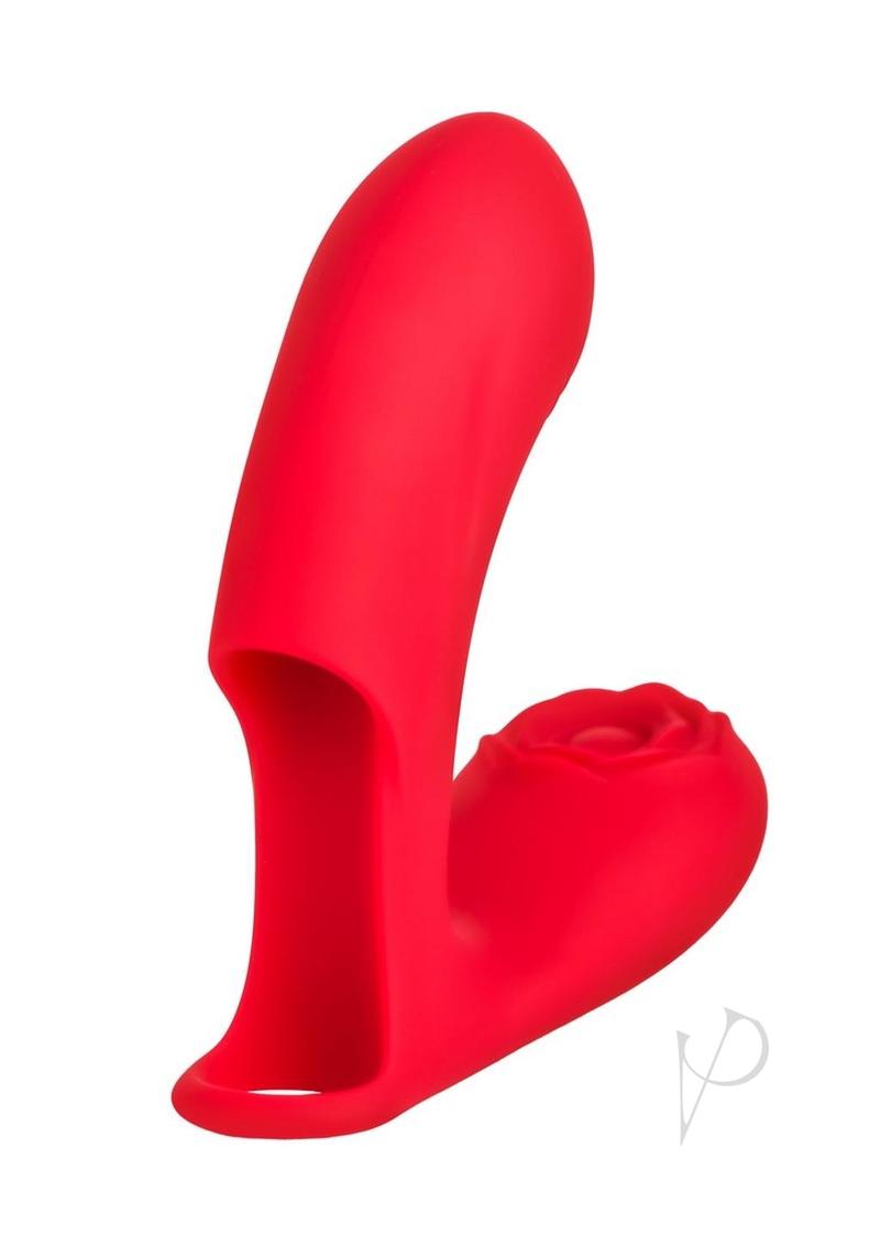 Bloomgasm Rose Touch Pulsing Rechargeable Silicone Finger Vibrator - Red | Waterproof & Portable Adult Toy for Women | Perfect for Solo Play & Couples Intimacy