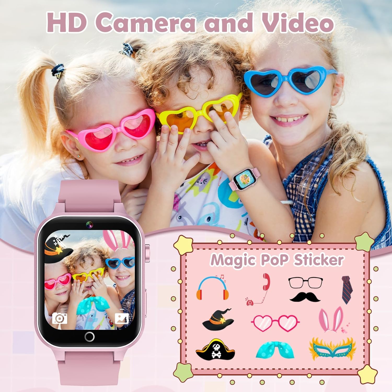Ruopoem Kids Smart Watch with 26 Games, Camera, Music Player, Step Counter & HD Touchscreen - Waterproof GPS Tracker for Boys & Girls Ages 4-12 | Perfect Birthday Gift for Kids | Ideal for Outdoor Play, School Safety & Daily Activity Tracking