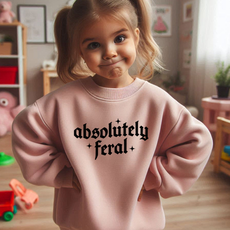 Absolutely Feral Kids Sweatshirt - Cute & Comfortable Pullover for Boys & Girls - Perfect for School, Playdates & Family Outings