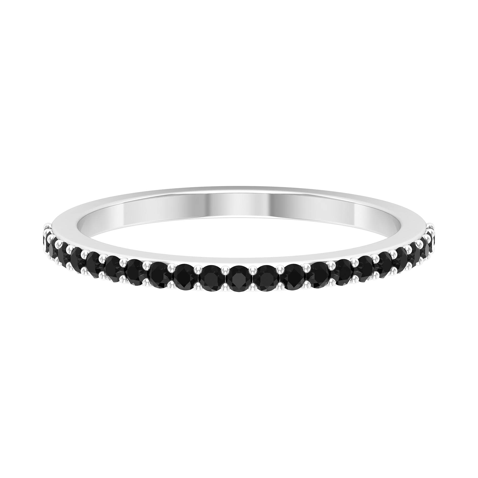 1/2 CT Black Spinel Half Eternity Ring for Women - 14K Solid Gold Wedding Band, Anniversary Gift, Stackable Ring for Everyday Elegance & Special Occasions