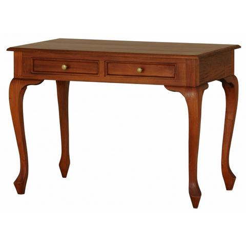 England Queen Anne Style 2-Drawer Console Table & Writing Desk - Antique White Finish TWS899 LP | Perfect for Living Room, Entryway, or Home Office Decor
