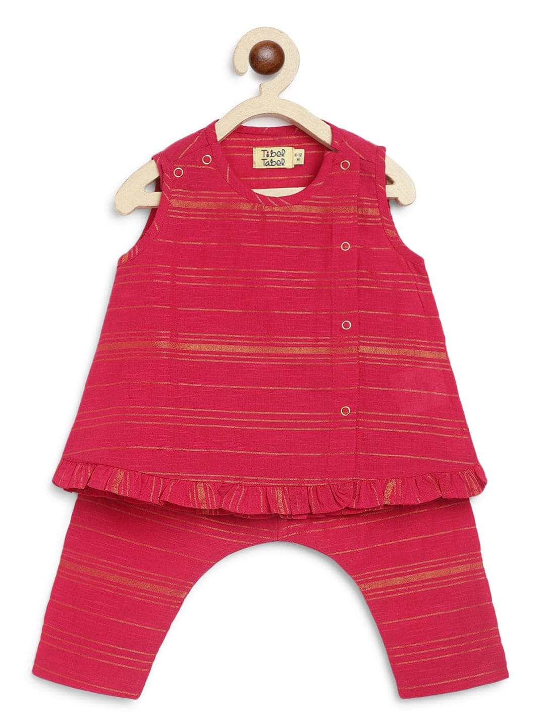 Girl's Pure Cotton Sleeveless Jhabla Set - Pink | Comfortable Summer Outfit for Toddlers | Perfect for Playtime, Parties & Casual Wear