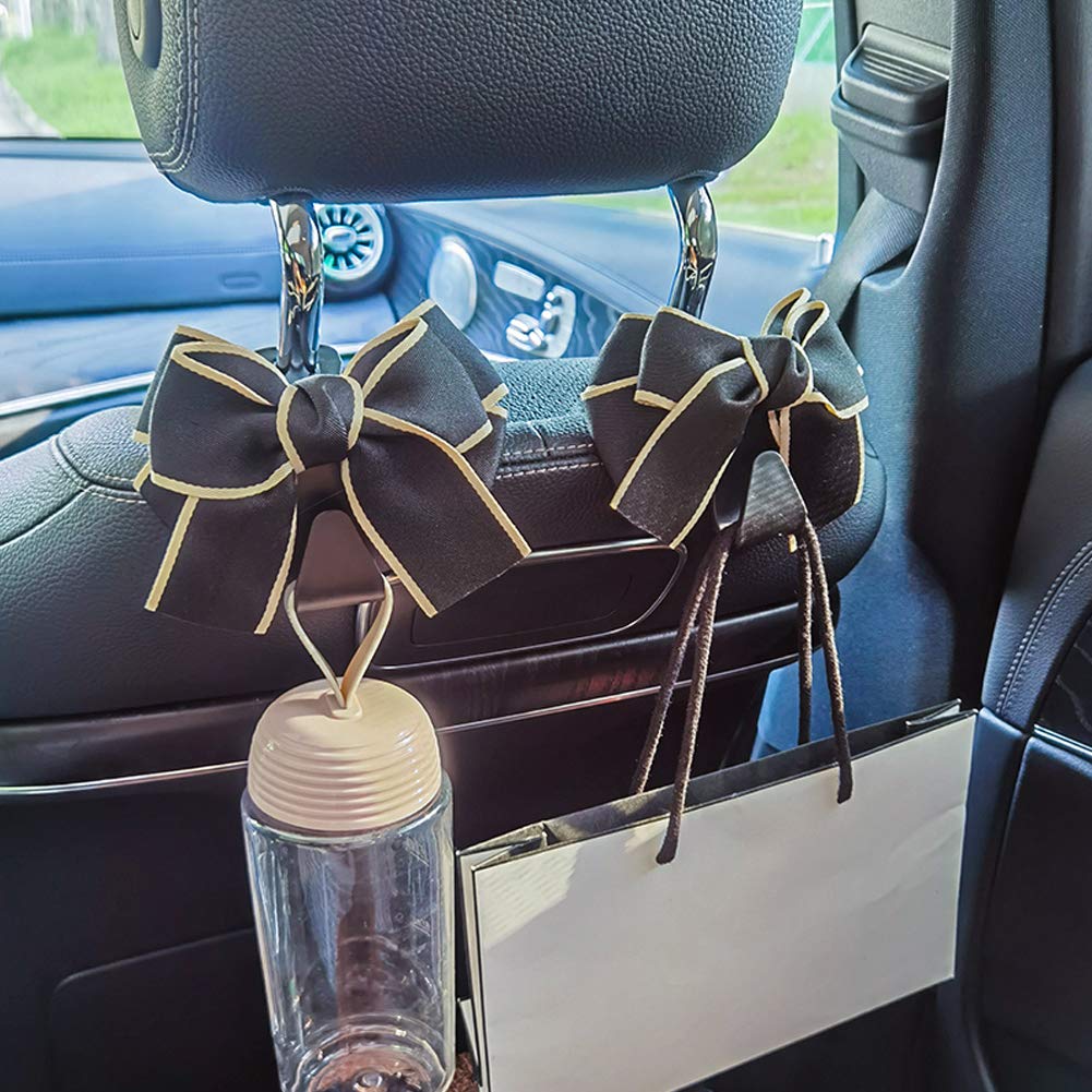 Car Seat Headrest Hooks 2 Pack - Back Seat Organizer Hanger for SUV & Car - Storage Hook for Handbags, Clothes, Coats & Grocery Bags (Black) - Perfect for Road Trips, Shopping & Daily Commute
