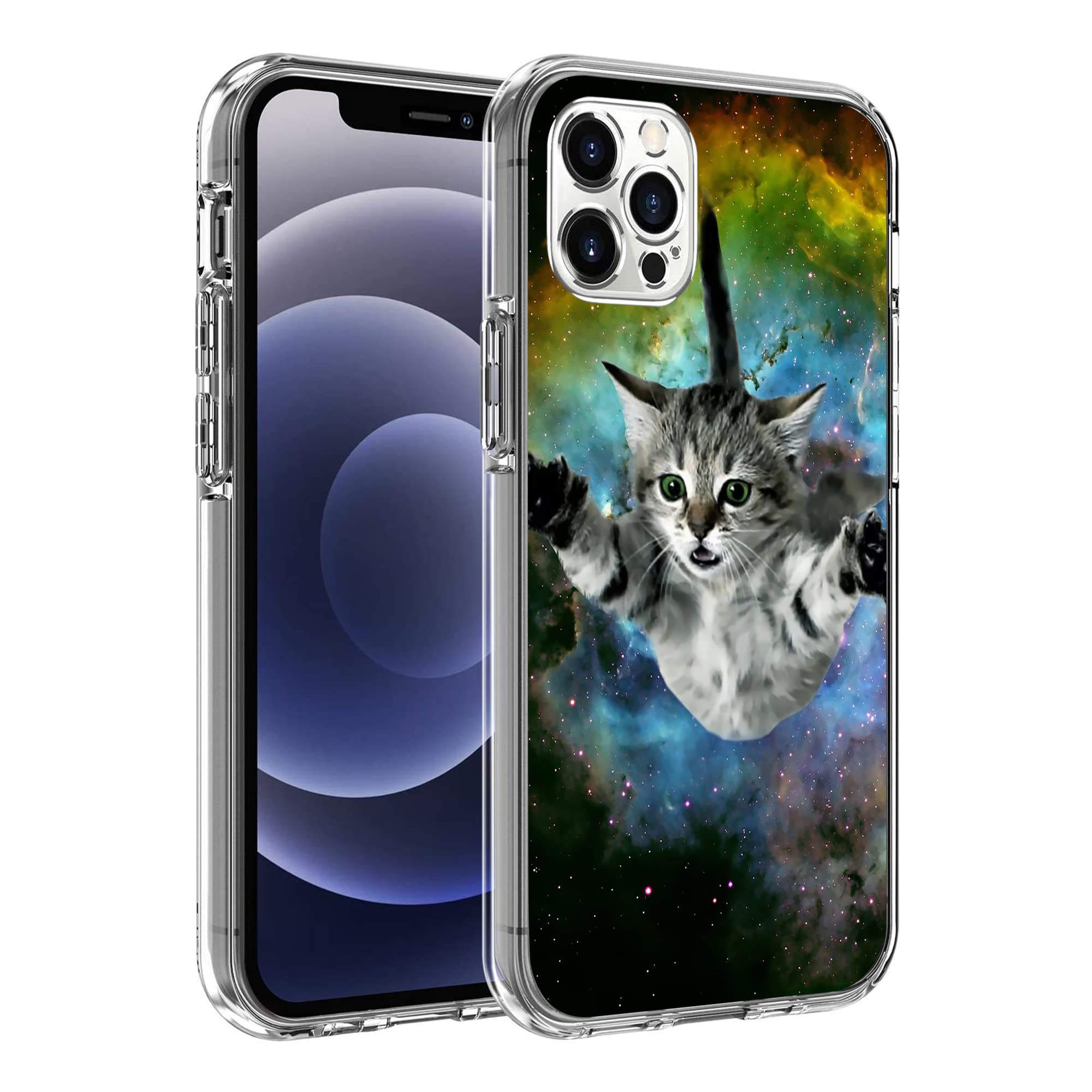 **Premium Clear TPU Shockproof Case for iPhone 13 Pro - Cute Galaxy Cat Design, Slim & Soft Protective Cover for Women & Men - Perfect Gift for Cat Lovers (Home, Office, Travel)**