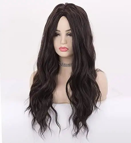 Long Wavy Synthetic Wig with Natural Center Part - Perfect for Cosplay, Halloween, and Daily Fashion Styling
