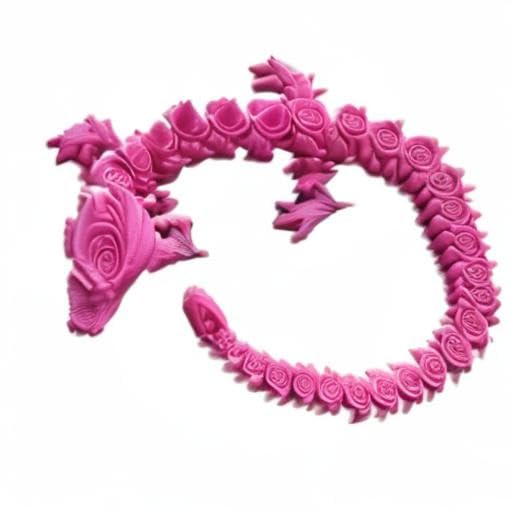 3D Printed Rose Dragon Toy - Rotatable & Poseable Joints for Anxiety Relief - Articulated Dragon Figure for Kids & Adults (17.7in, Pink) - Perfect for Stress Relief, Home Decor & Fantasy Collectibles