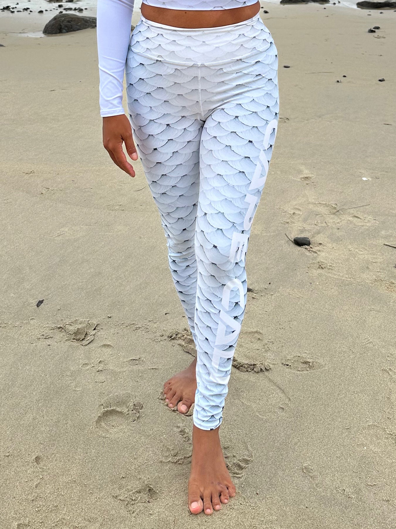 Wailea Swim Leggings with Cape Cali Logo - High Waisted Yoga Leggings for Women, Quick Dry Workout Pants - Perfect for Swimming, Yoga, Beach & Gym Activities