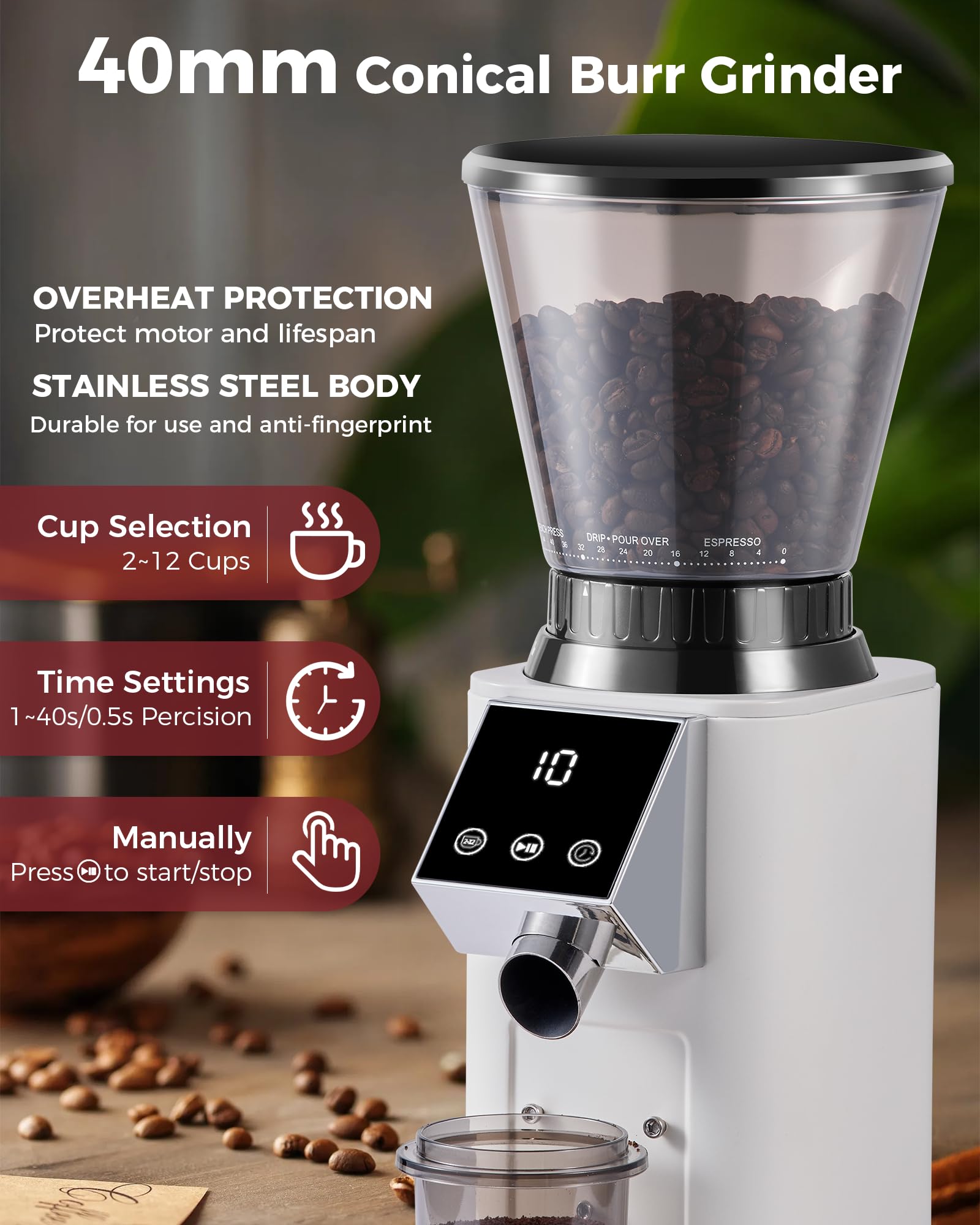 Premium Tuni G1 Electric Coffee Grinder & S1-BP Digital Mini Coffee Scale Set - Perfect for Espresso, French Press, and Home Brewing