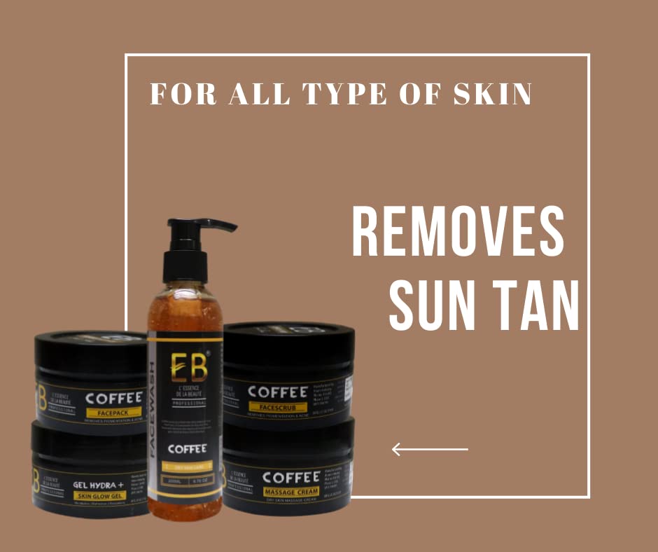 EB Coffee Facial Kit - 5 Step Skincare Set with Coffee Face Wash, Massage Cream, Face Pack, Scrub & Hydra Gel (200g Each) for Glowing Skin - Perfect for Spa Day, At-Home Facial & Self-Care Routine