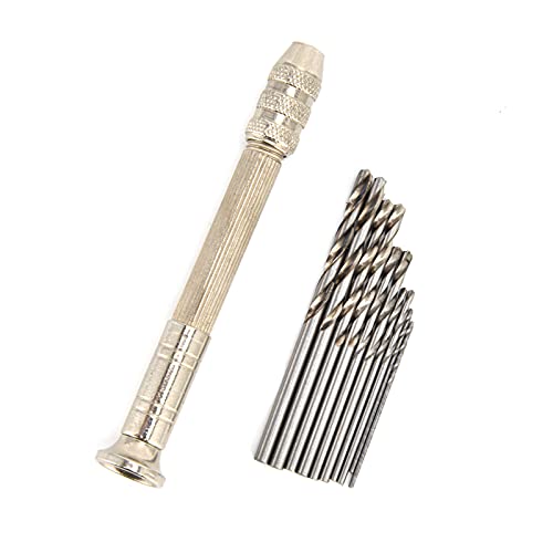 Manual Hand Drill Set with 10Pcs Twist Bits (1-3mm) - Pin Vise for Woodworking, Plastic & Hobby Projects - Perfect for Model Making, Jewelry Crafting & DIY Repairs