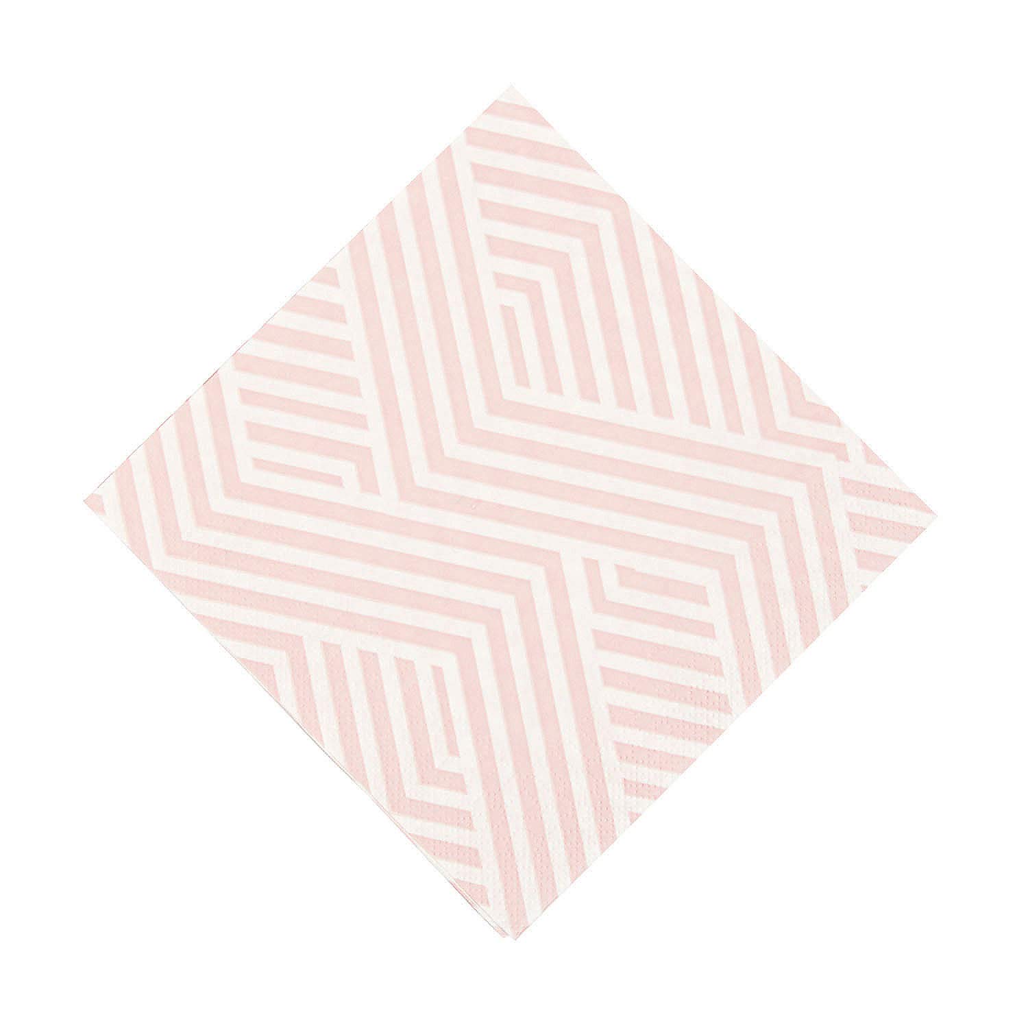 Pink Overlapping Chevron Luncheon Napkins - 16-Piece Set for Parties, Weddings & Events - Elegant Disposable Napkins for Dining & Decor