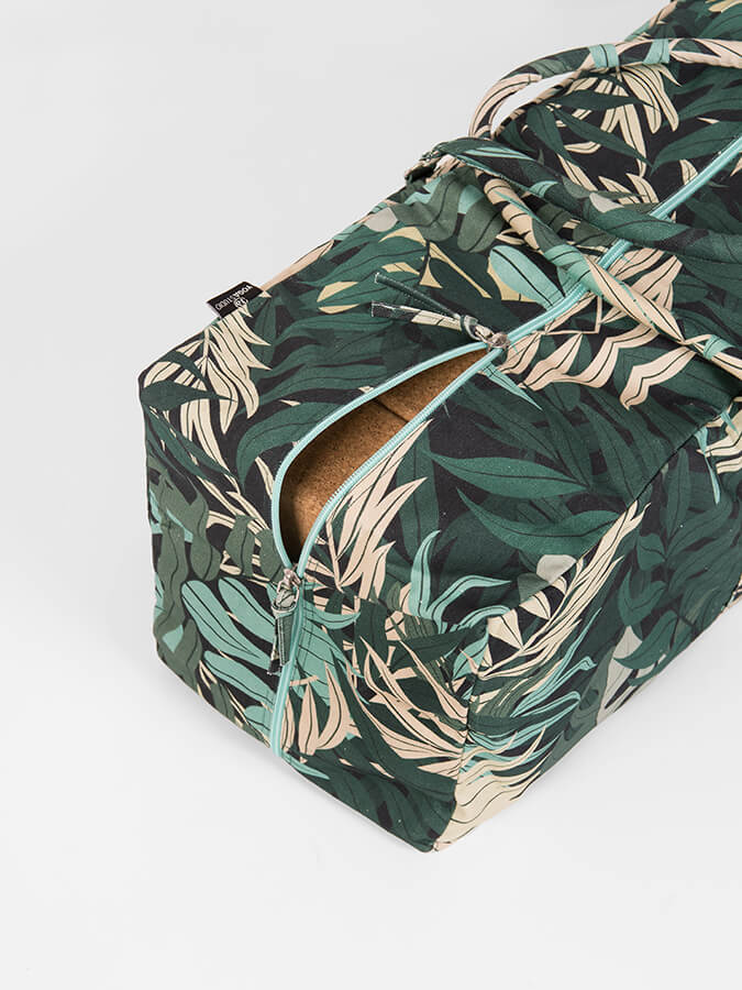 GOTS Certified Organic Cotton Yoga Equipment Kit Bag with Floral Design - Perfect for Yoga Studios, Home Practice & Travel