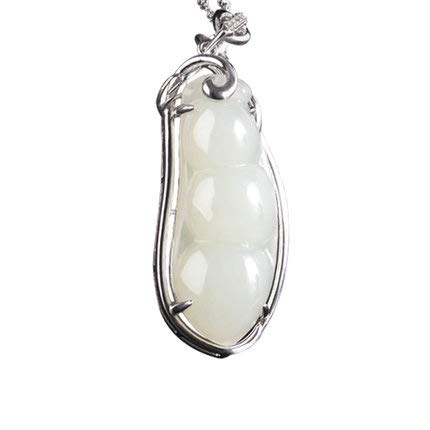 925 Sterling Silver Inlaid Hetian Jade Pendant Necklace for Women - Elegant Green Bean Jade Jewelry for Daily Wear, Gift Giving & Special Occasions