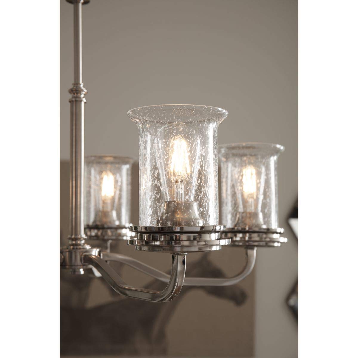 Progress Lighting Winslett Collection 5-Light Clear Seeded Glass Coastal Chandelier - Brushed Nickel Finish - Perfect for Beach House, Farmhouse, or Coastal Style Dining Room Lighting