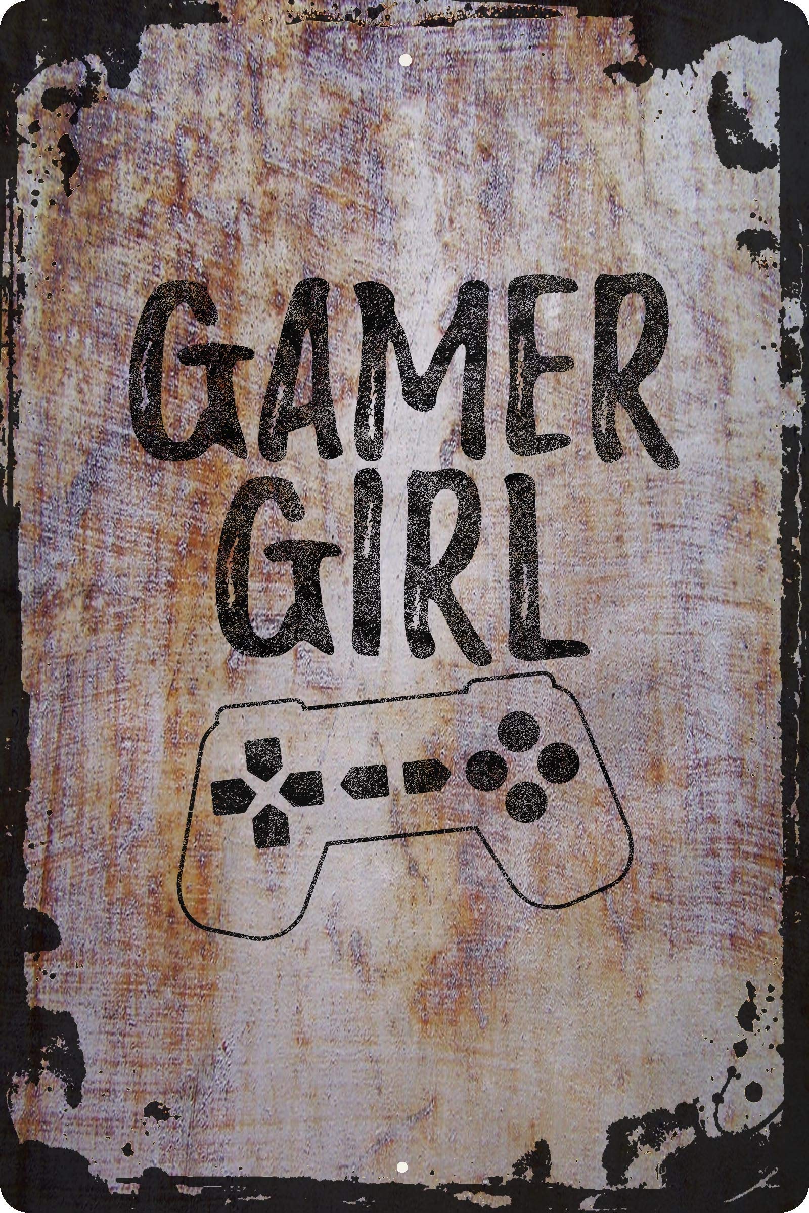 Gamer Girl Wall Sign with Controller - Female Empowerment Video Game Art - Funny Gift for Gamers - Perfect for Bedroom, Game Room & Office Decor