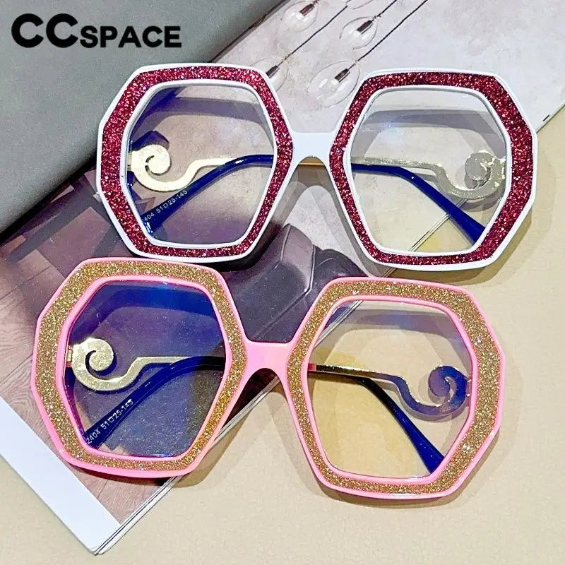CCspace Women's Full Rim Polygon Plastic Eyeglasses Frame 57423 - Trendy Geometric Glasses for Work, Reading & Fashion Accessories