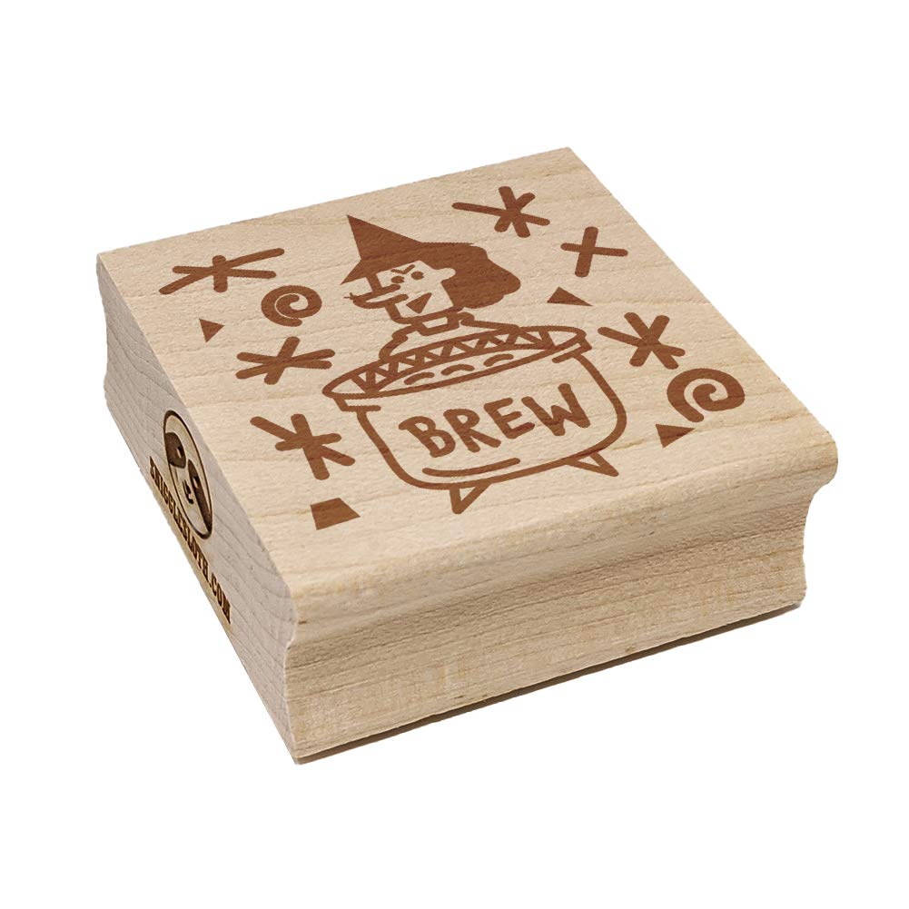 Halloween Witches Brew Pot Rubber Stamp - 1.25 Inch Small Square Craft Stamp for DIY Scrapbooking, Card Making & Party Decorations - Perfect for Halloween Crafts, Invitations & Spooky Decor