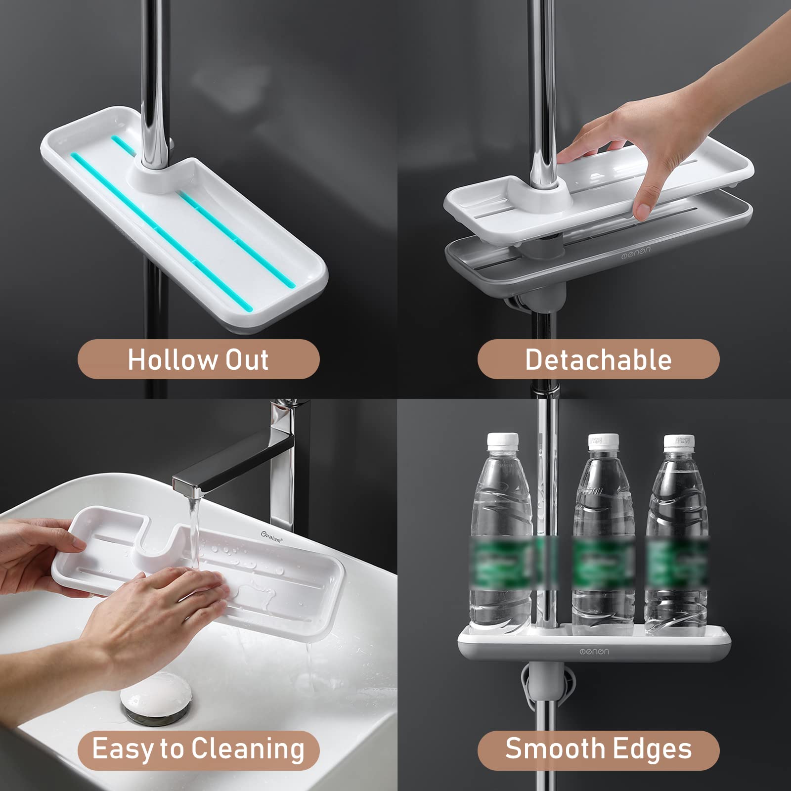 EXCLUZO Adjustable Height Shower Caddy Shelf - Rotatable & Detachable Shower Organizer for Shampoo, Soap & Bathroom Essentials - Perfect for Small Spaces & Apartment Showers