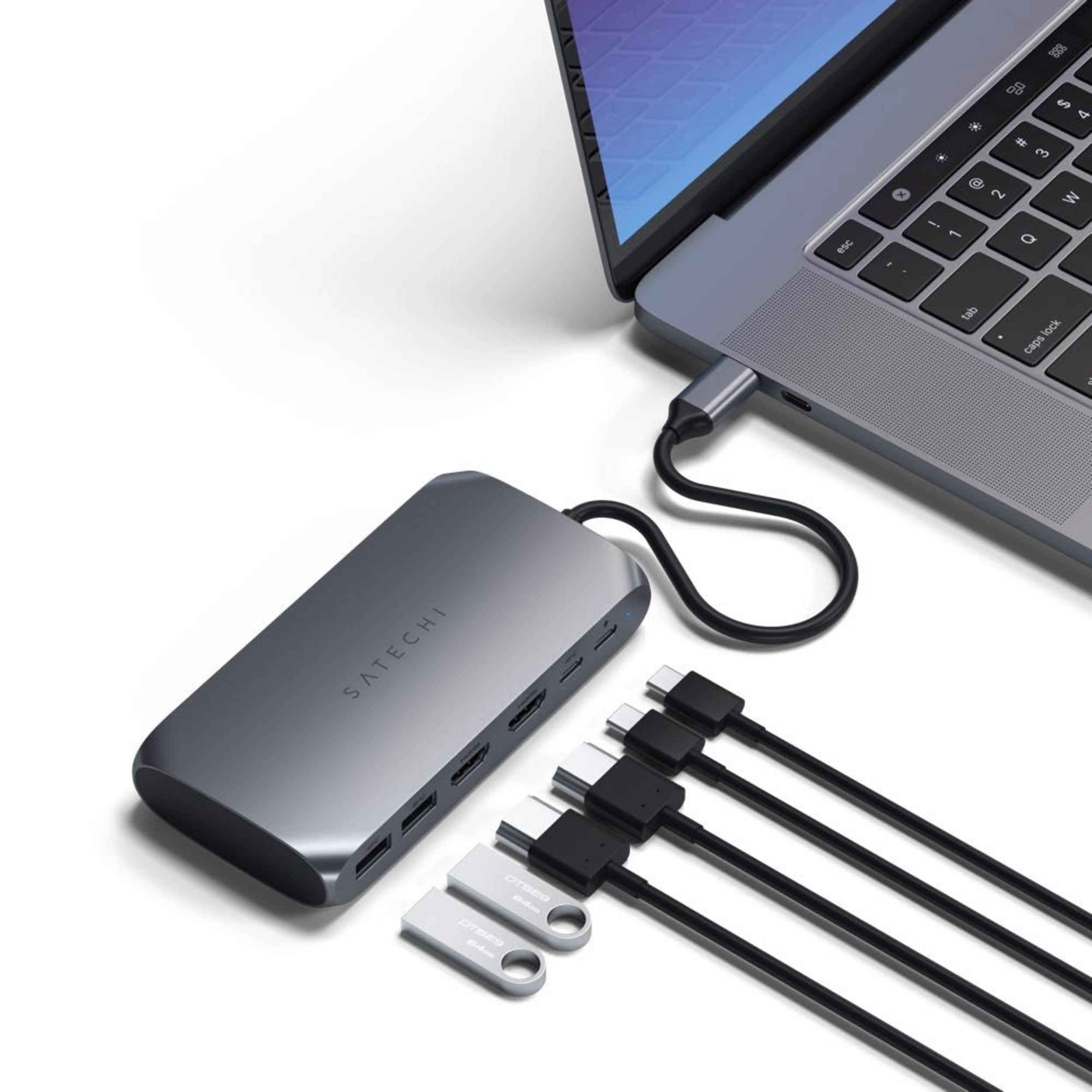 Satechi USB C Multimedia Adapter for MacBook Pro M1 - 6-in-1 Hub with 4K HDMI, USB 3.0, SD Card Reader, USB-C PD - Perfect for Home Office, Travel & Presentations