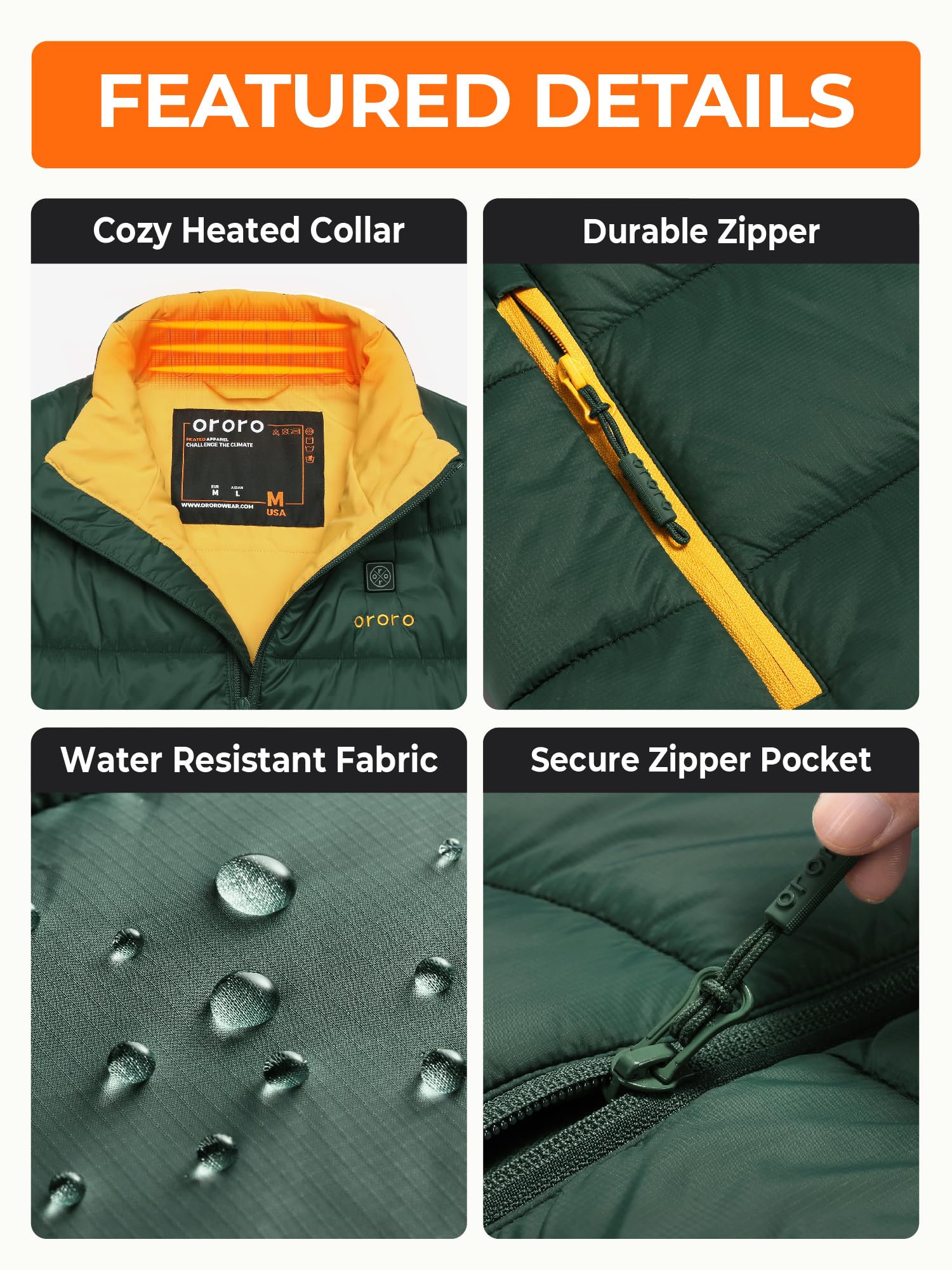 ORORO Men's Lightweight Heated Vest with Battery Pack - Winter Electric Warming Jacket for Outdoor Activities, Hunting, Camping & Work (Charger Not Included)