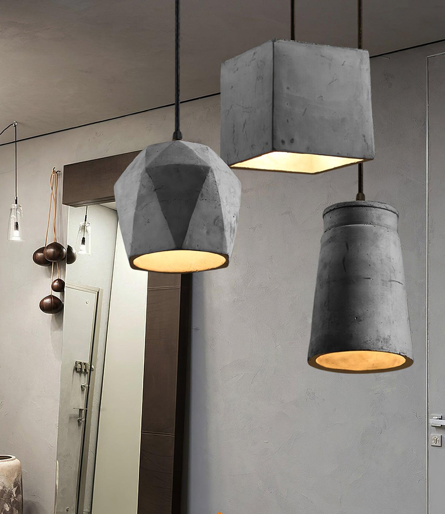Georgia Cement Pendant Light - Industrial Modern Ceiling Fixture for Kitchen Island, Dining Room & Bedroom Lighting