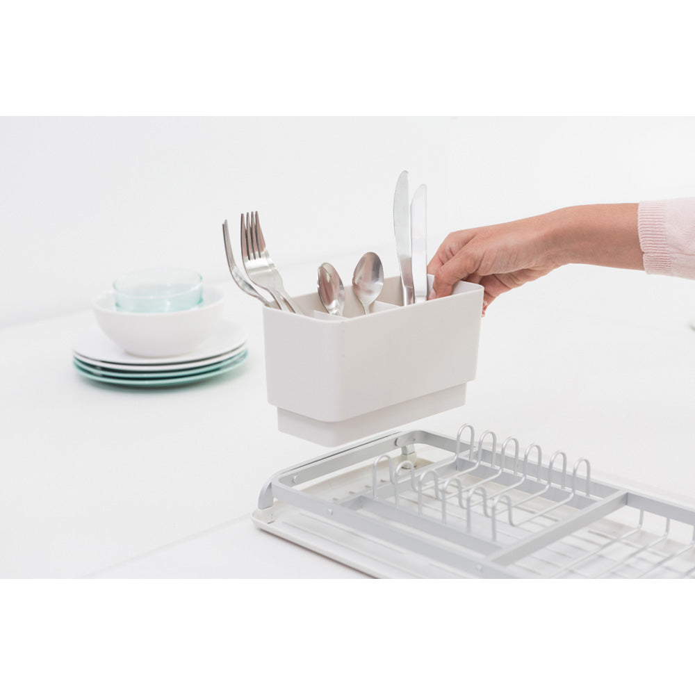 Compact Dish Drying Rack Light Grey - Space Saving Kitchen Organizer for Dishes, Cups & Utensils - Perfect for Small Kitchens, Apartments & RVs