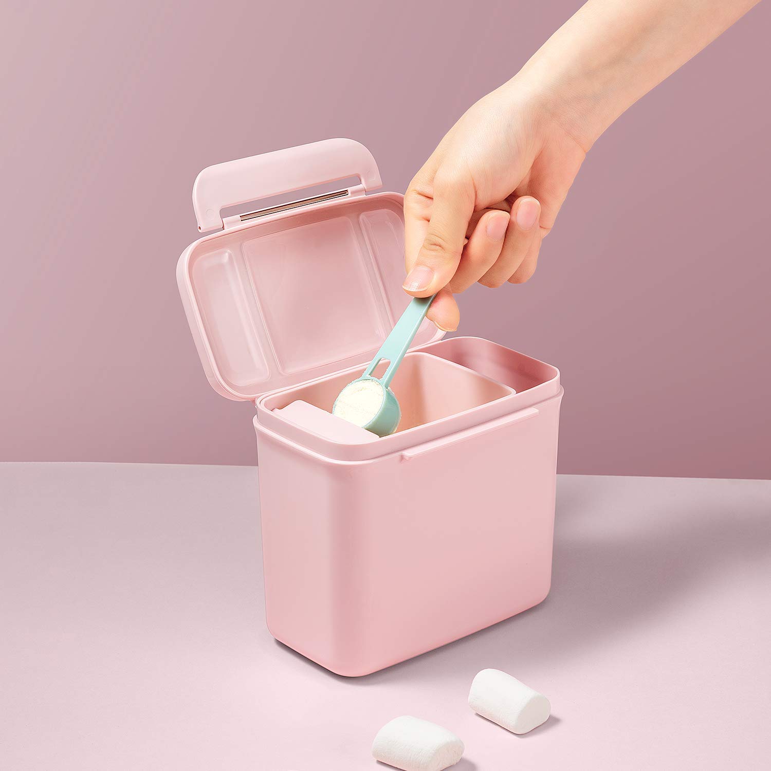 Portable Baby Formula Dispenser with Scoop - 0.92LB (420g) Travel Powder Container for Milk, Snacks & Baby Food Storage | Ideal for Outdoor Activities, Daycare & On-the-Go Feeding (Pink)