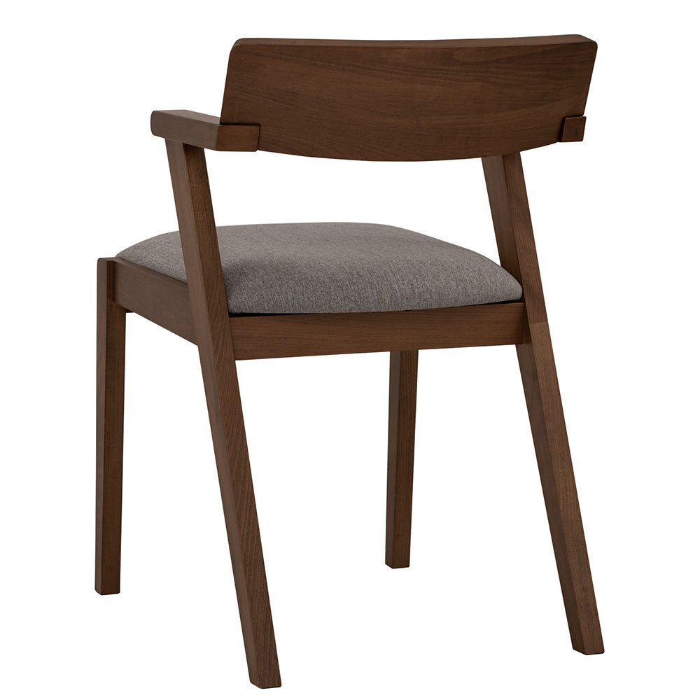Zola Dining Chair - Walnut & Grey Upholstered Modern Wooden Chair for Kitchen, Dining Room, and Home Office - Comfortable Seating for Family Meals and Entertaining Guests